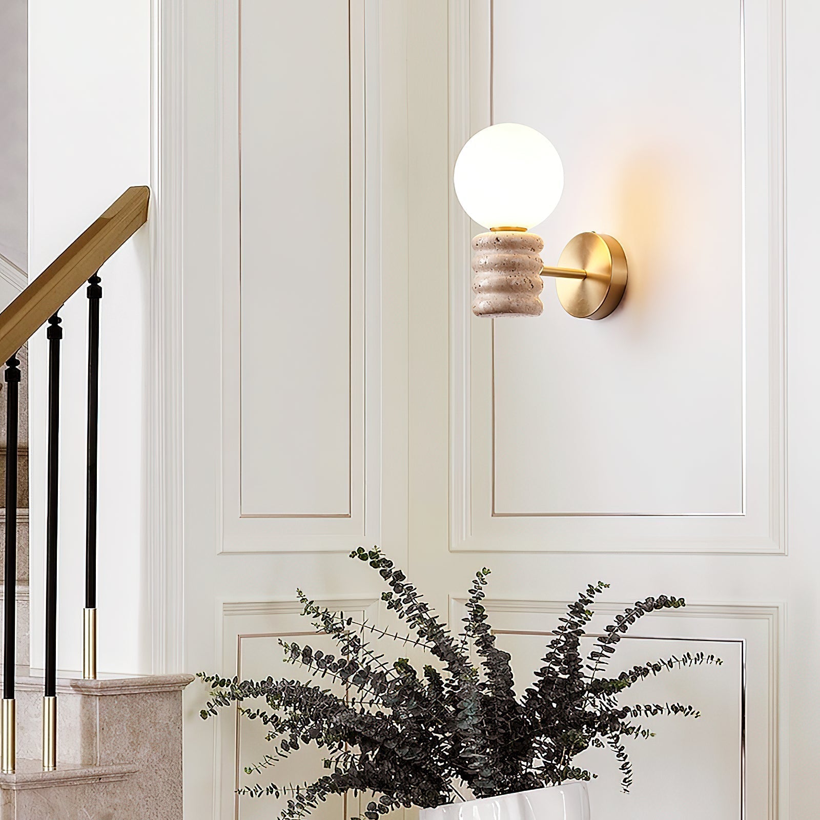 Ljomuvyh Modern Minimalist Travertine Glass Wall Lamp - Letslighting