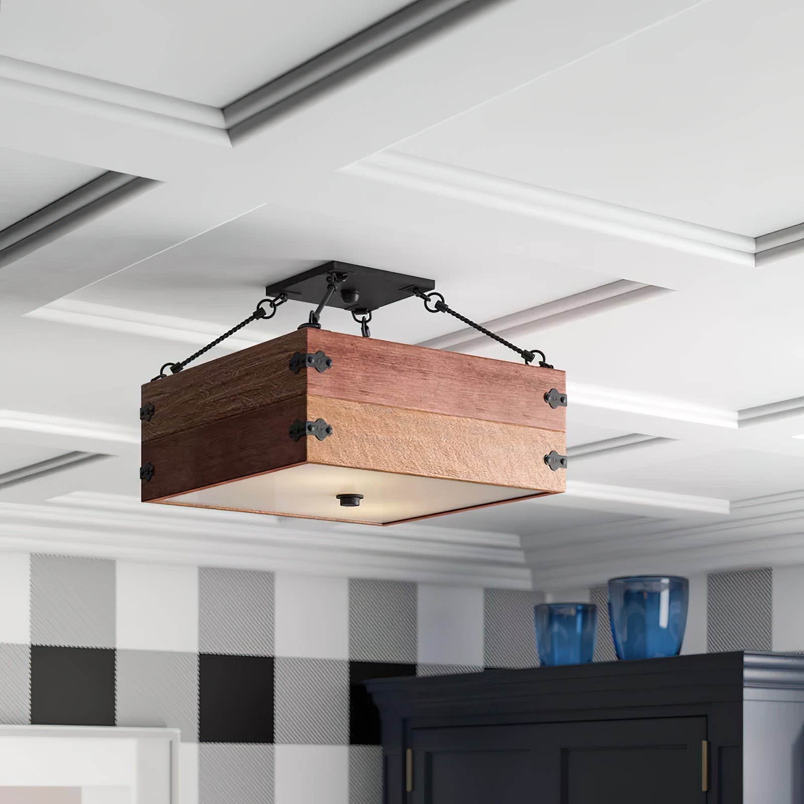 Ljomuvyu Vintage Industrielle Holz-Deckenlampe-Letslighting