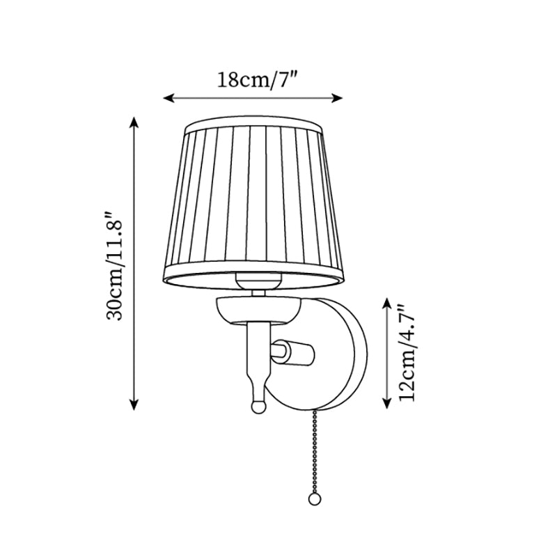 Wall Lamp Fabric Shade Modern Classic Gold Walnut Sconce Bedroom-Letslighting