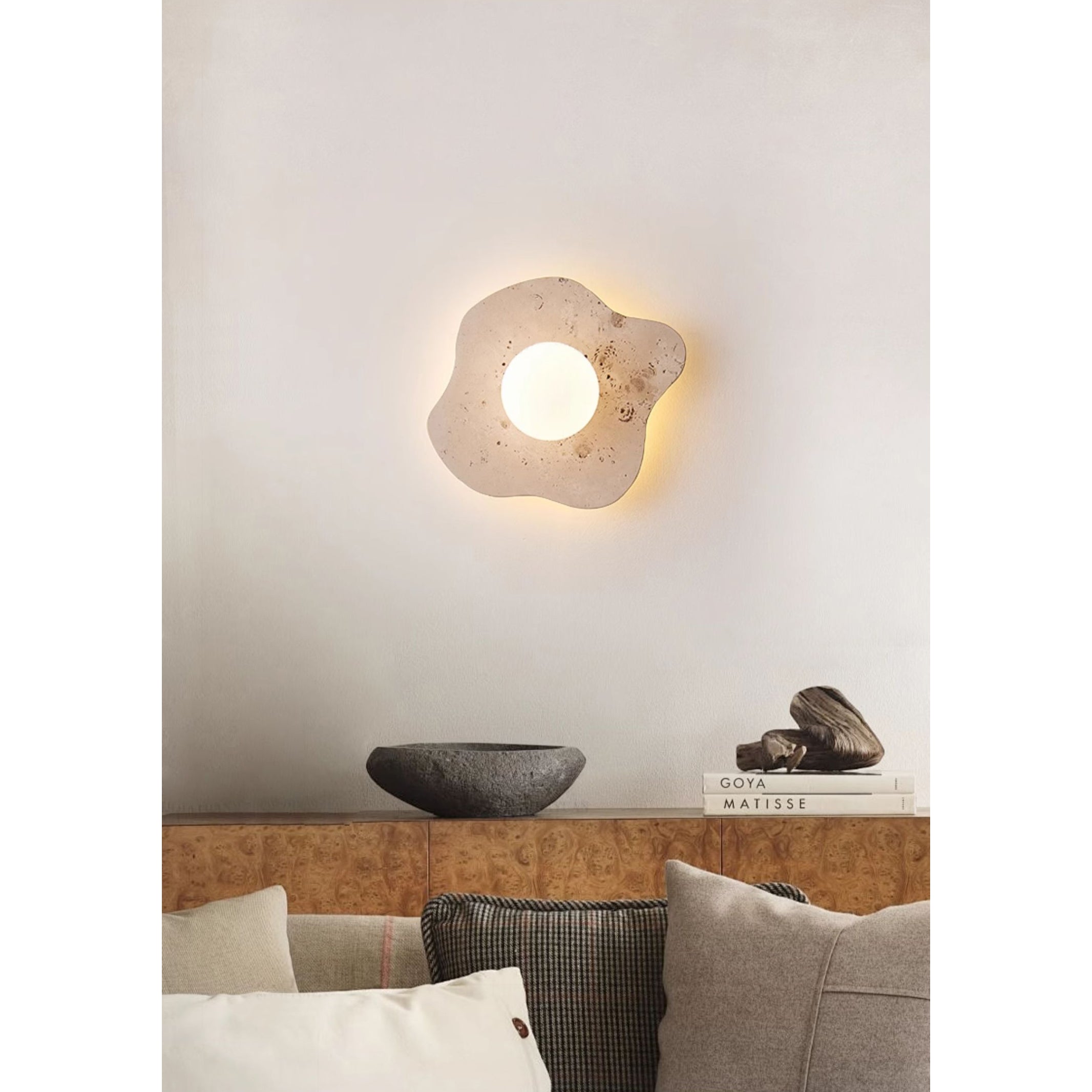 Tinduvyj Modern Minimalist Travertine Glass Wall Lamp - Letslighting