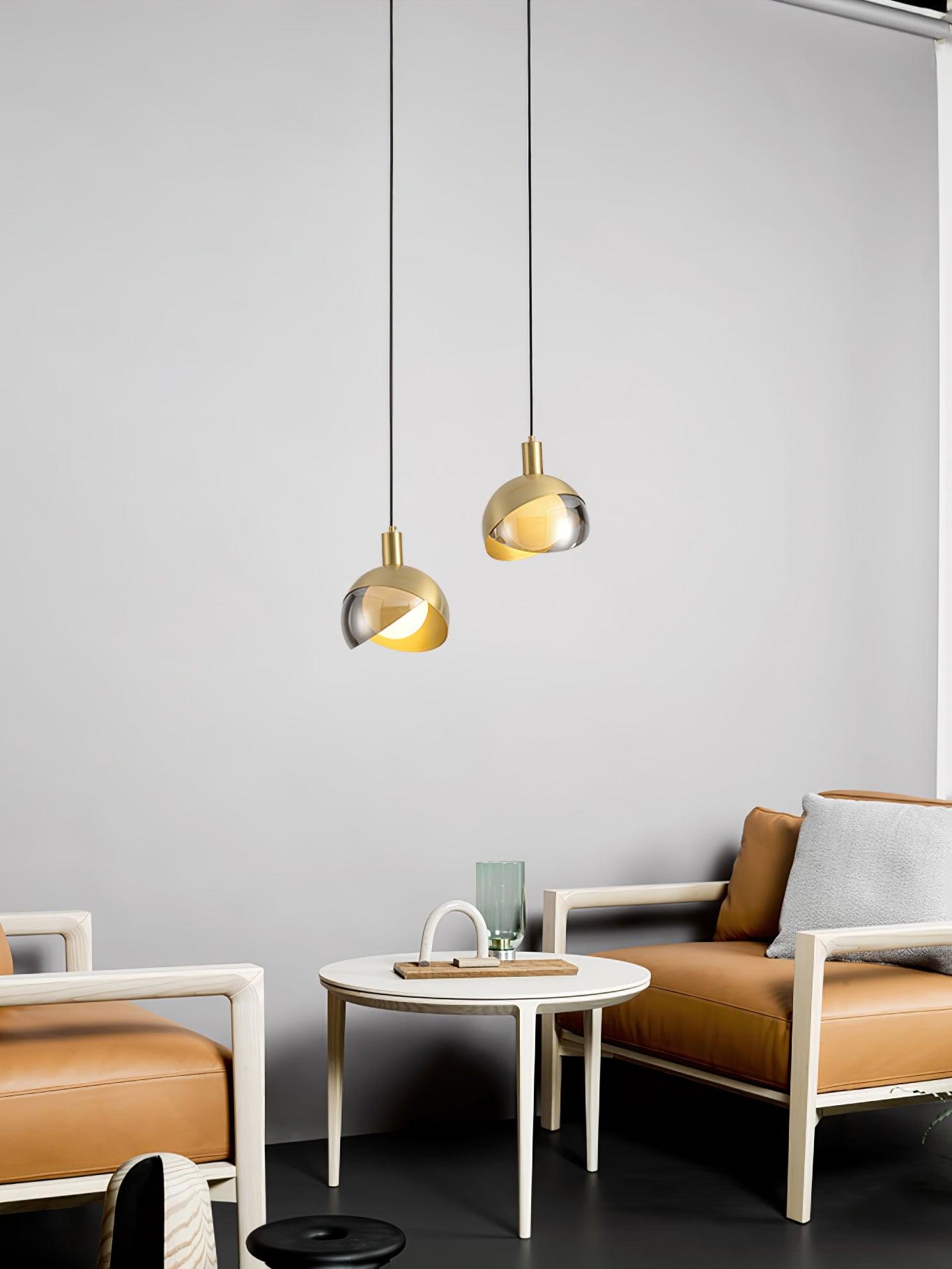 Solara Pendelleuchte Messing Glas Halbkugel Mid-Century-Letslighting