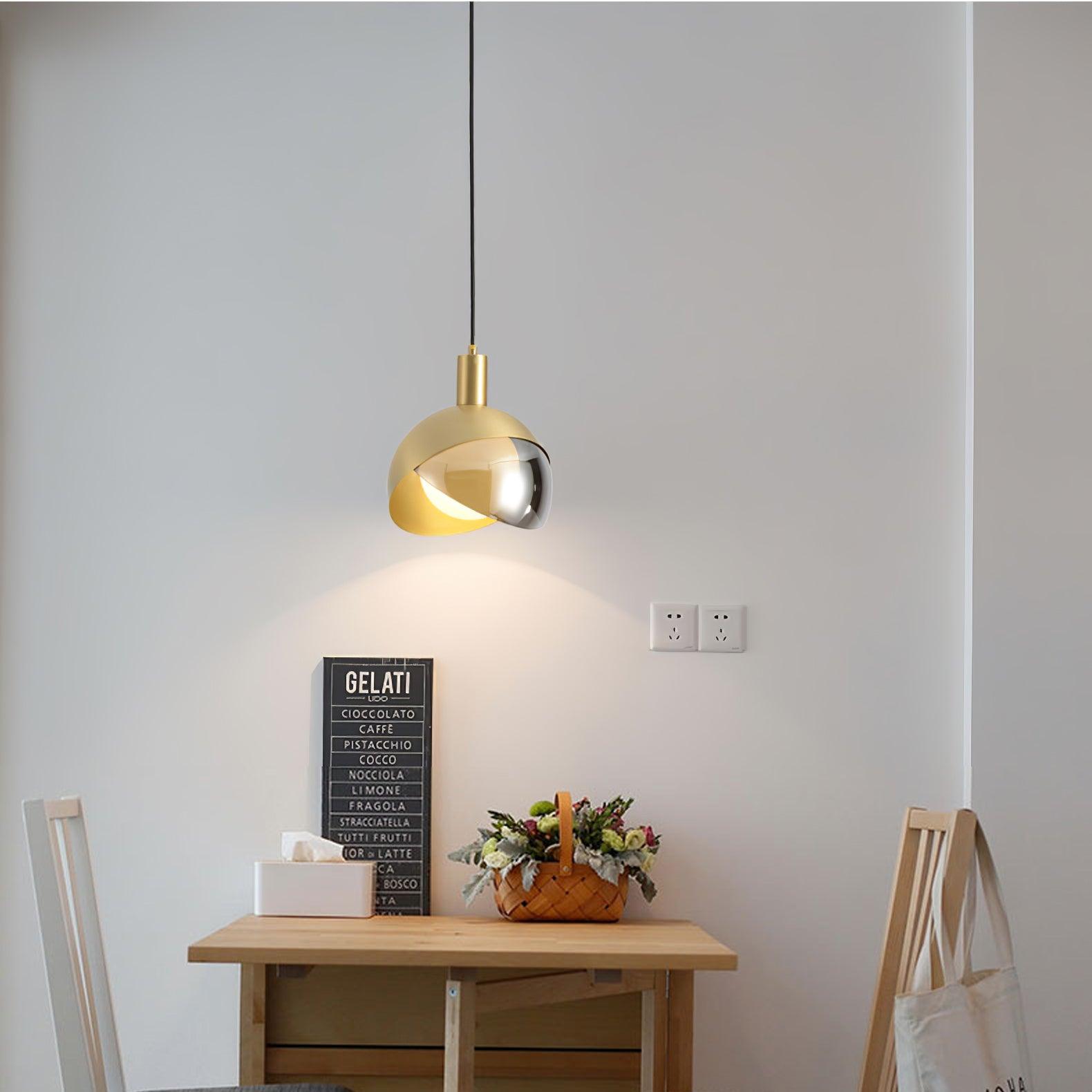 Solara Pendelleuchte Messing Glas Halbkugel Mid-Century-Letslighting