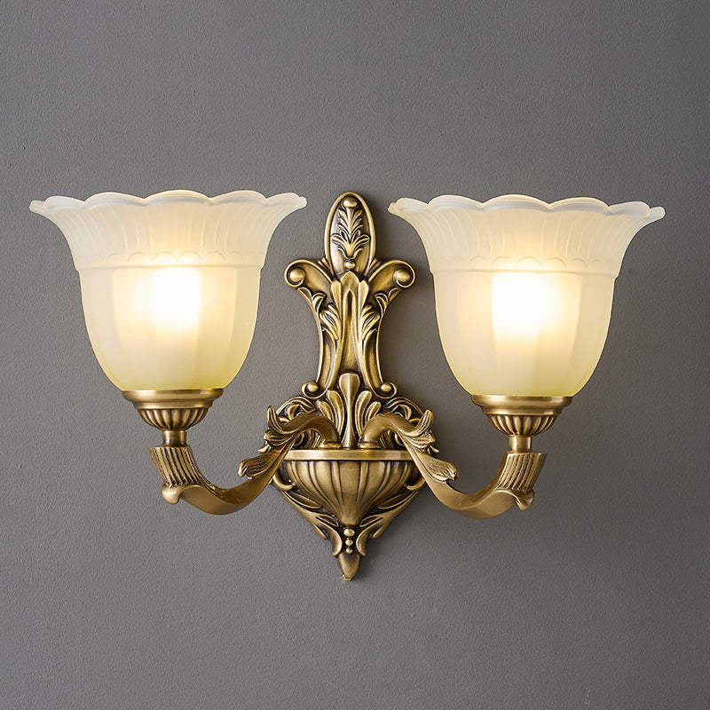 Sifuvyd Luxus-Blumen-Wandleuchte aus Messing und Glas-Letslighting