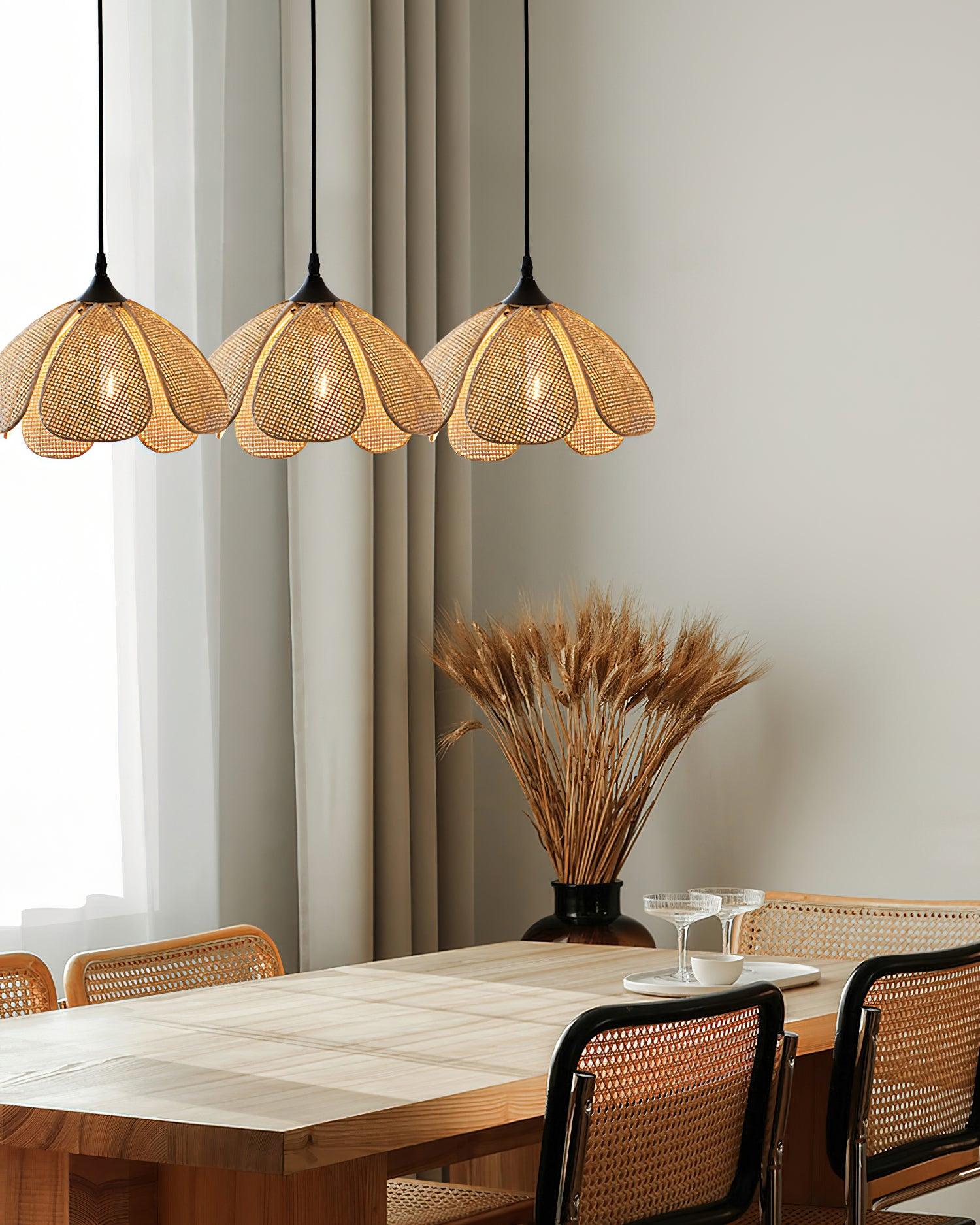 Eurvinel Elegance Bloom Rattan Stoff Pendelleuchte-Letslighting