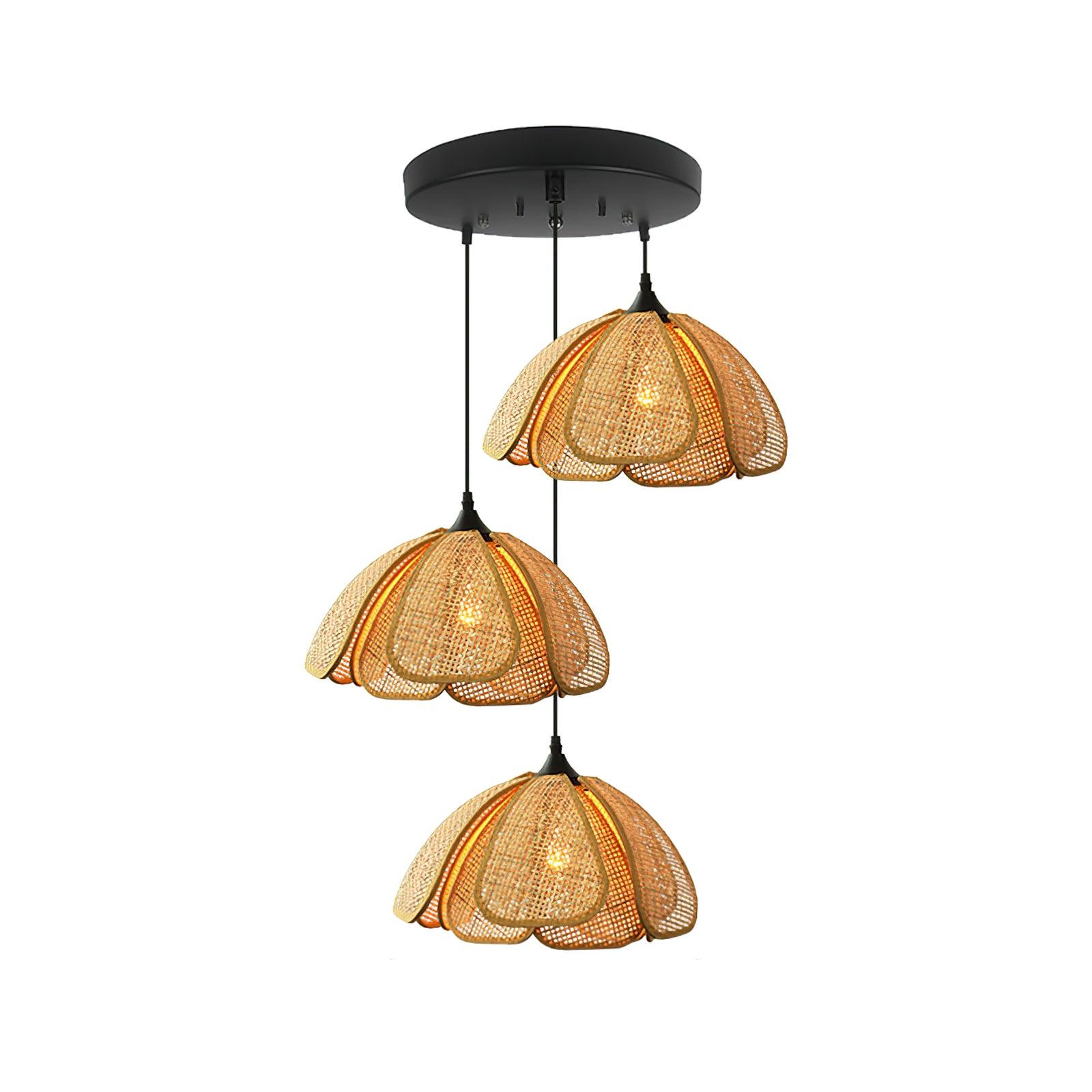 Eurvinel Elegance Bloom Rattan Stoff Pendelleuchte-Letslighting
