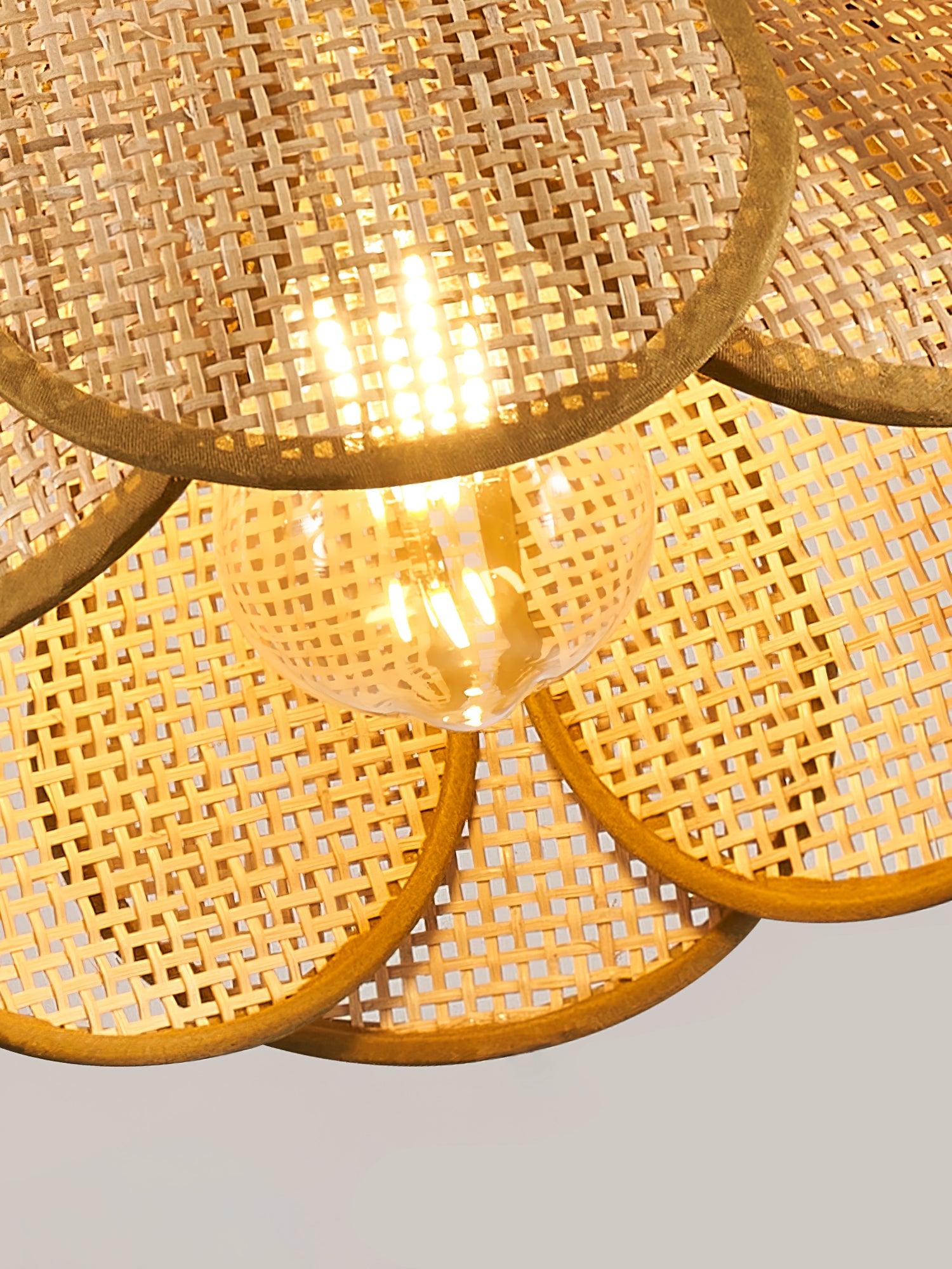 Eurvinel Elegance Bloom Rattan Stoff Pendelleuchte-Letslighting