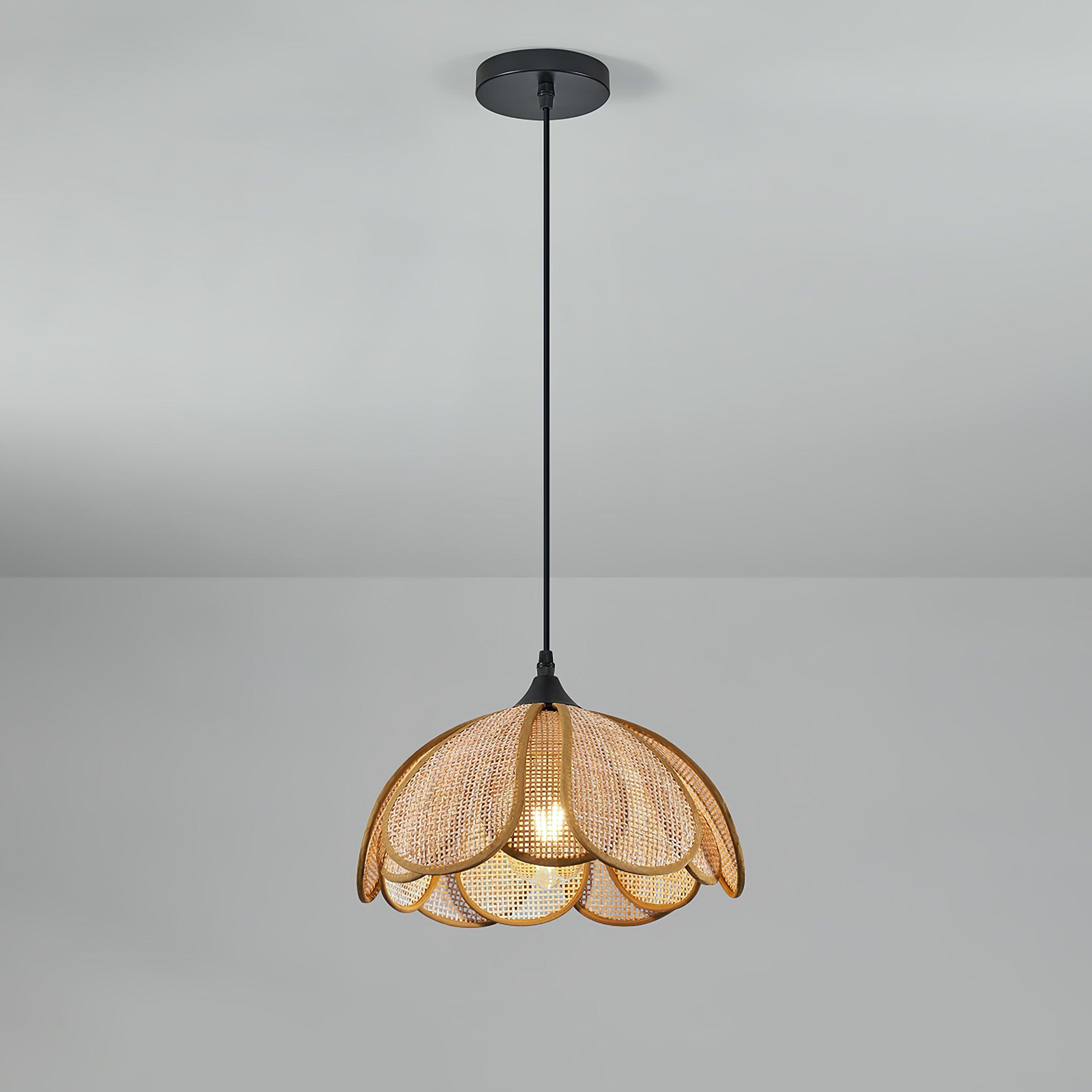 Eurvinel Elegance Bloom Rattan Stoff Pendelleuchte-Letslighting
