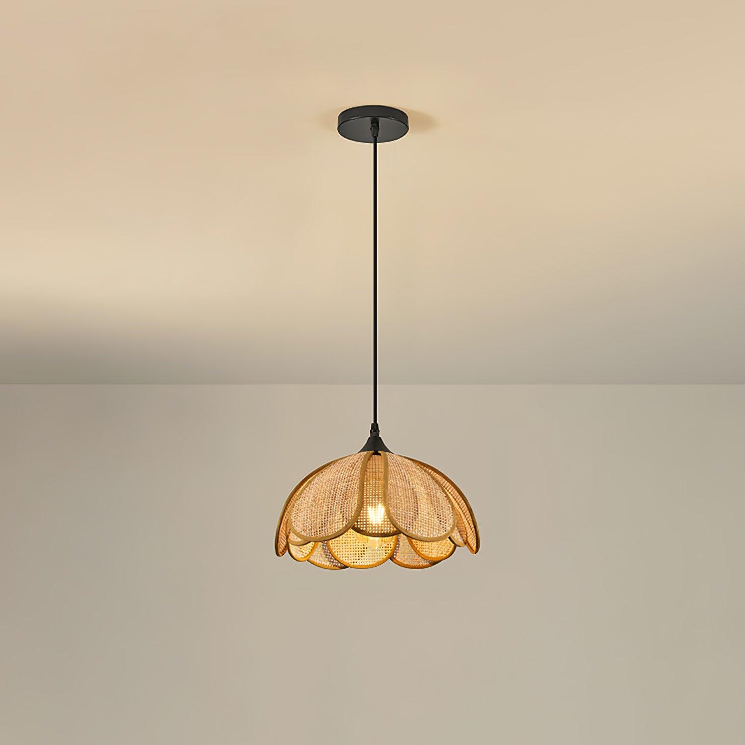 Eurvinel Elegance Bloom Rattan Stoff Pendelleuchte-Letslighting