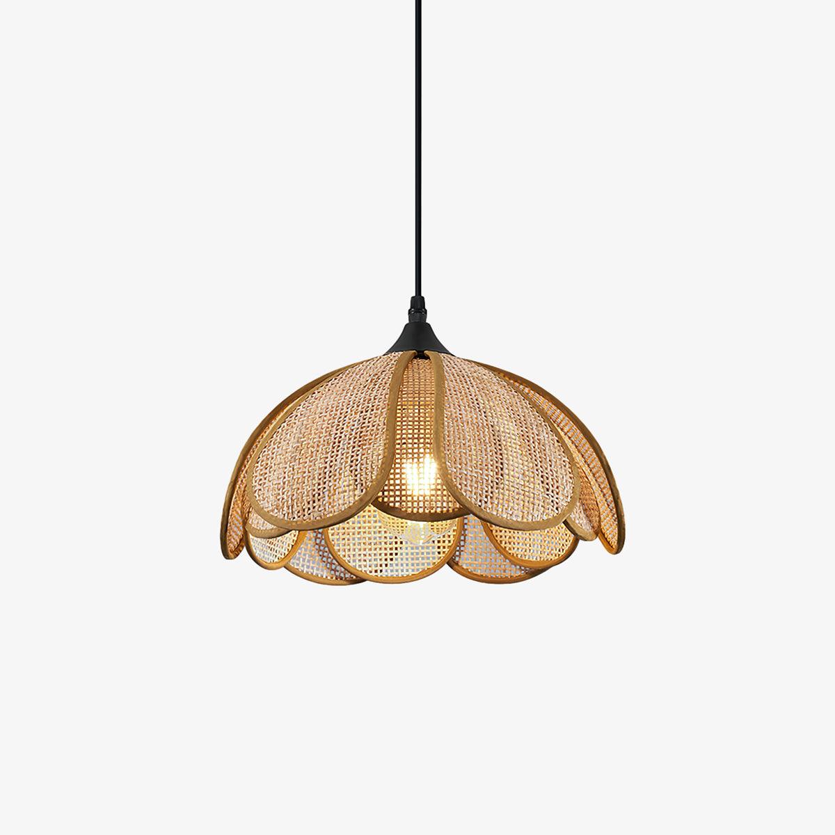 Eurvinel Elegance Bloom Rattan Stoff Pendelleuchte-Letslighting