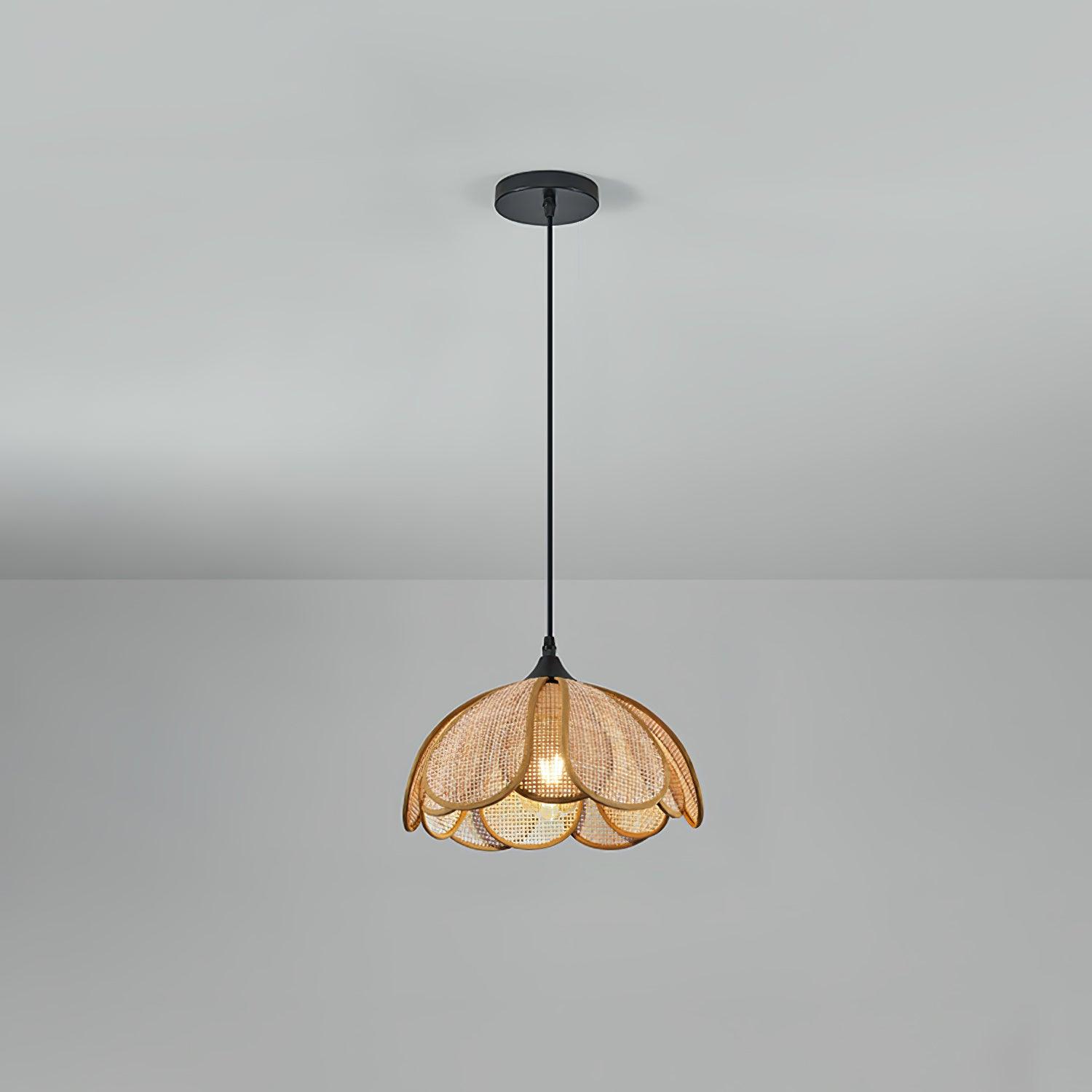 Eurvinel Elegance Bloom Rattan Stoff Pendelleuchte-Letslighting