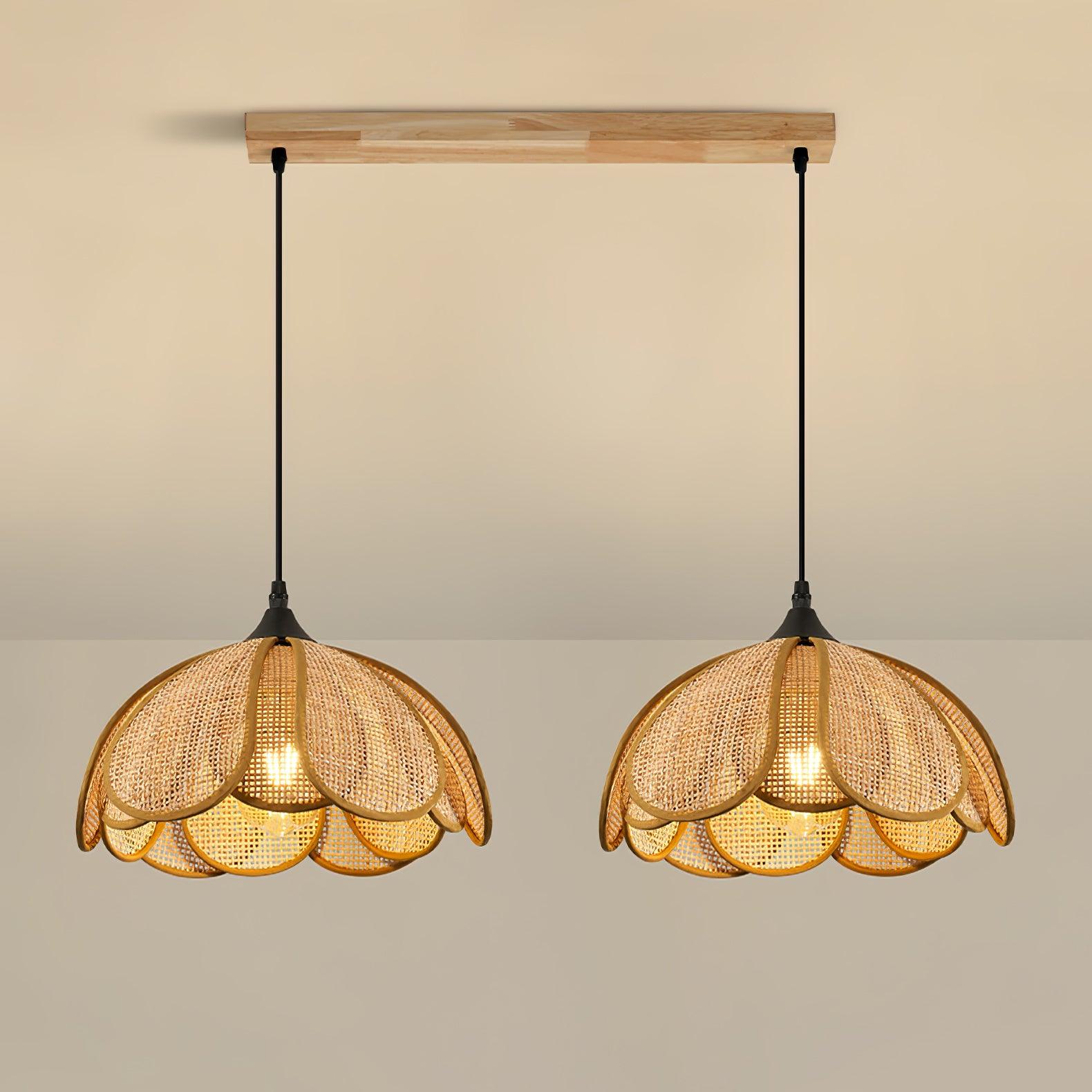 Eurvinel Elegance Bloom Rattan Stoff Pendelleuchte-Letslighting