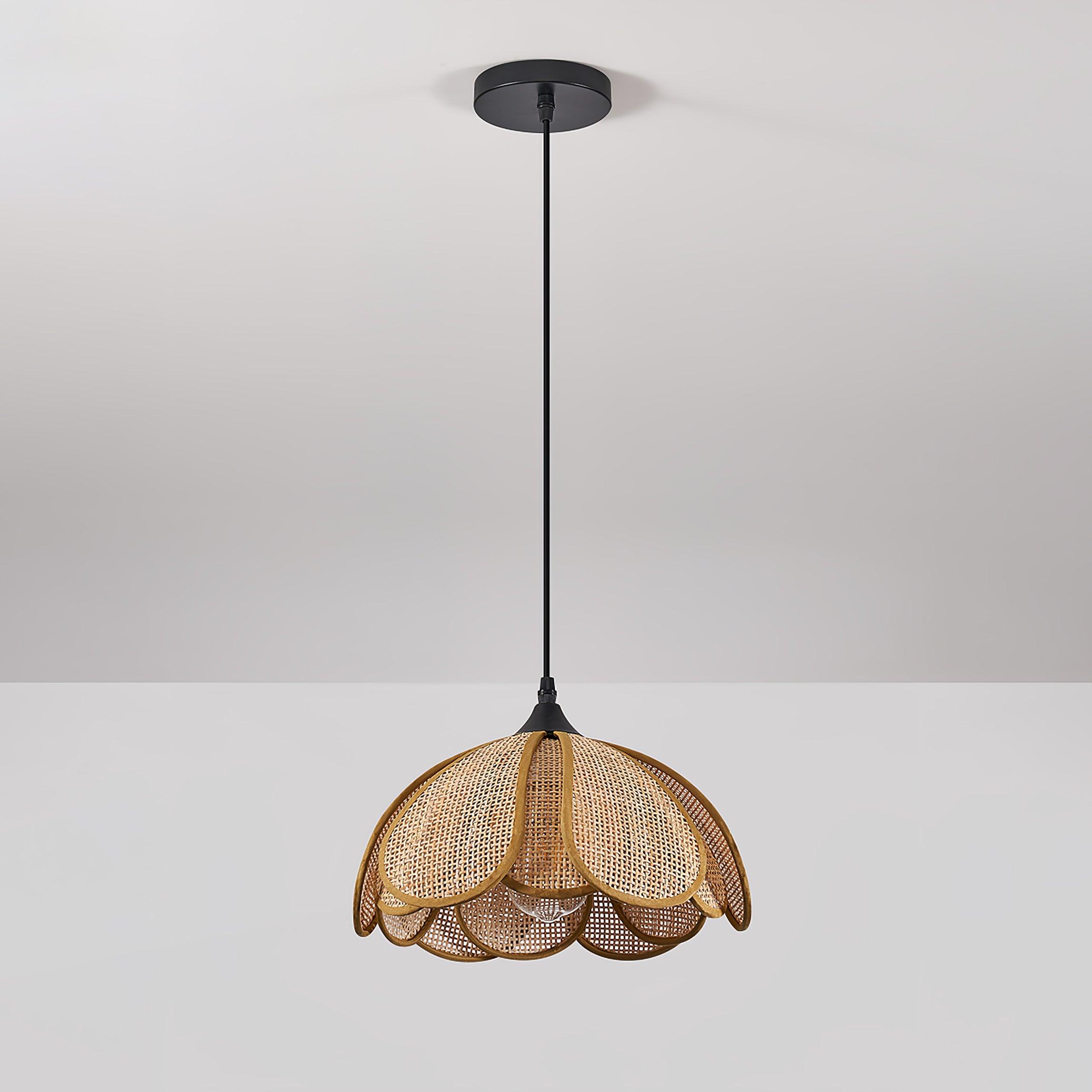 Eurvinel Elegance Bloom Rattan Stoff Pendelleuchte-Letslighting