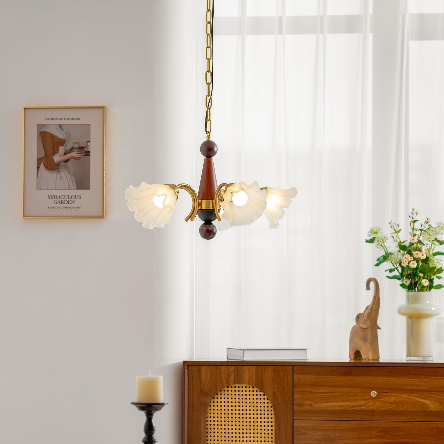 Ilvinan Traditionelle Eleganz Holz Glas Kronleuchter-Letslighting