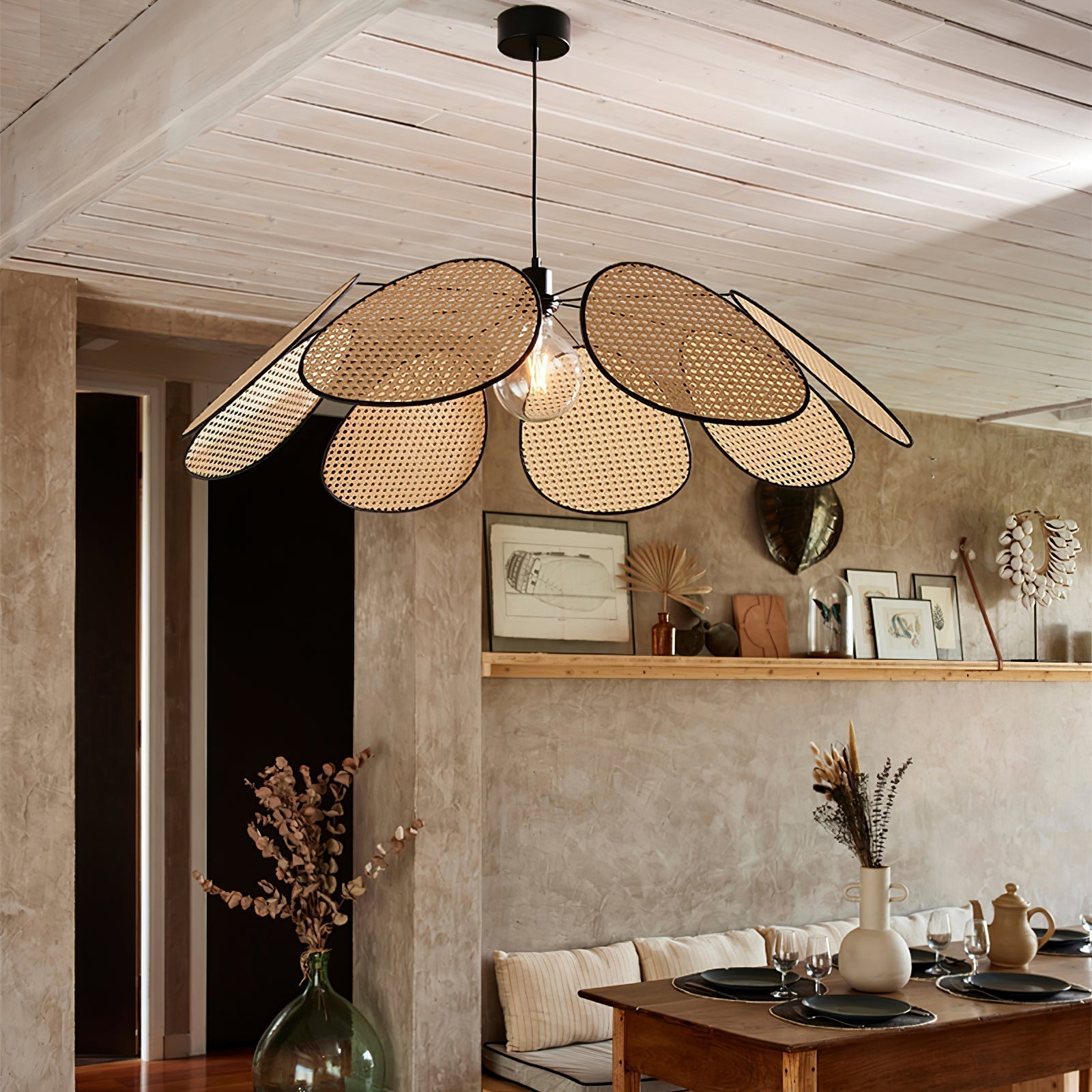 Orvara Blossom Petal Rattan Pendant Lamp-Letslighting