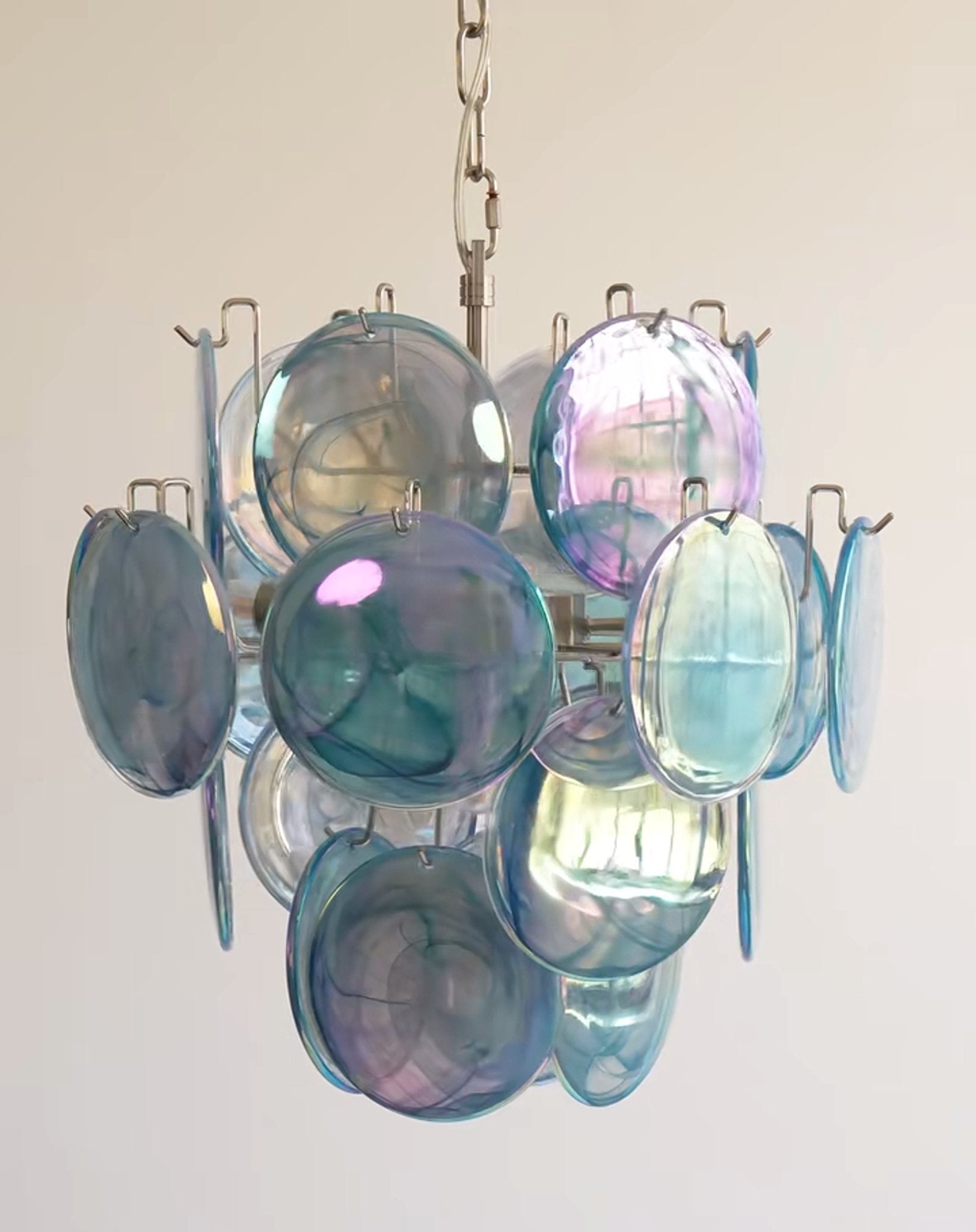 Aurora Chandelier Blue Murano Glass Disc Vintage - Neutralighting