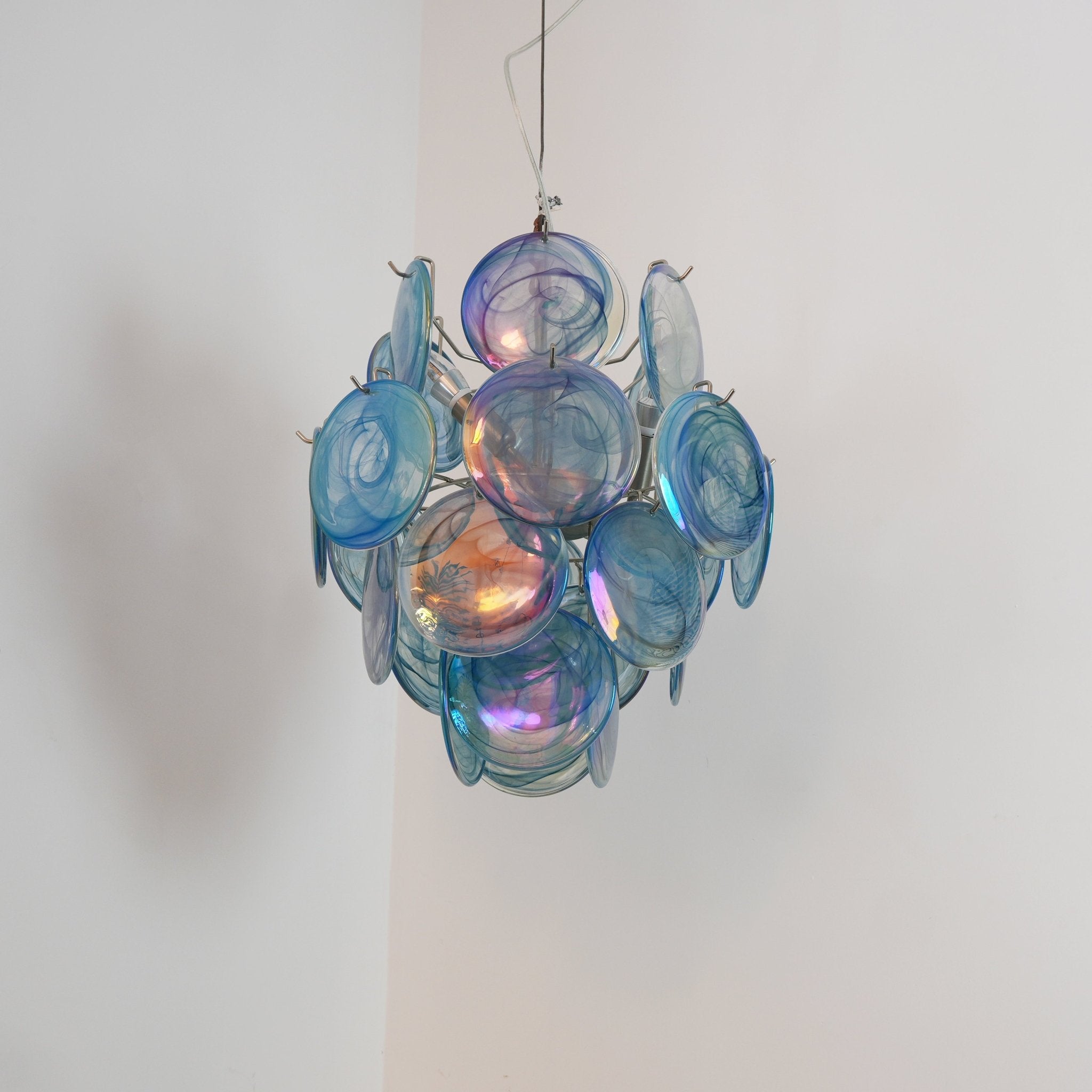 Aurora Chandelier Blue Murano Glass Disc Vintage - Neutralighting
