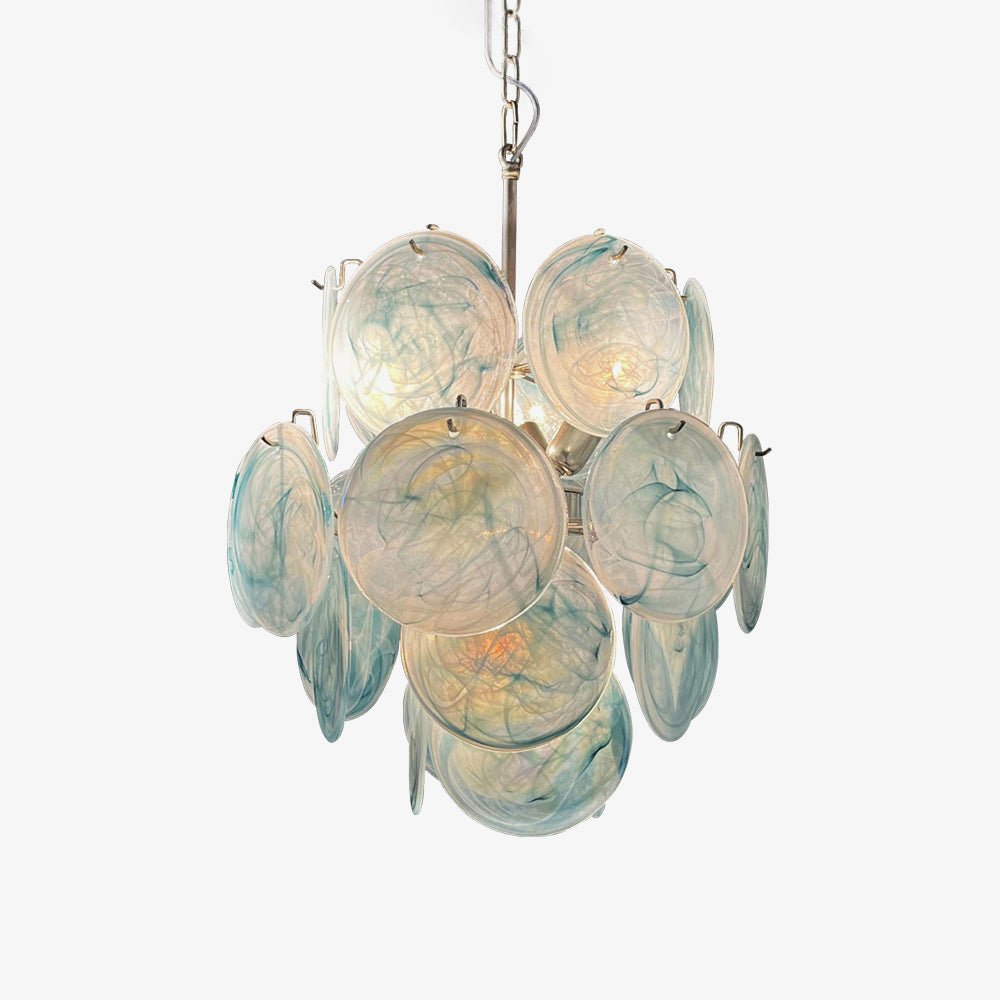 Aurora Chandelier Blue Murano Glass Disc Vintage - Neutralighting