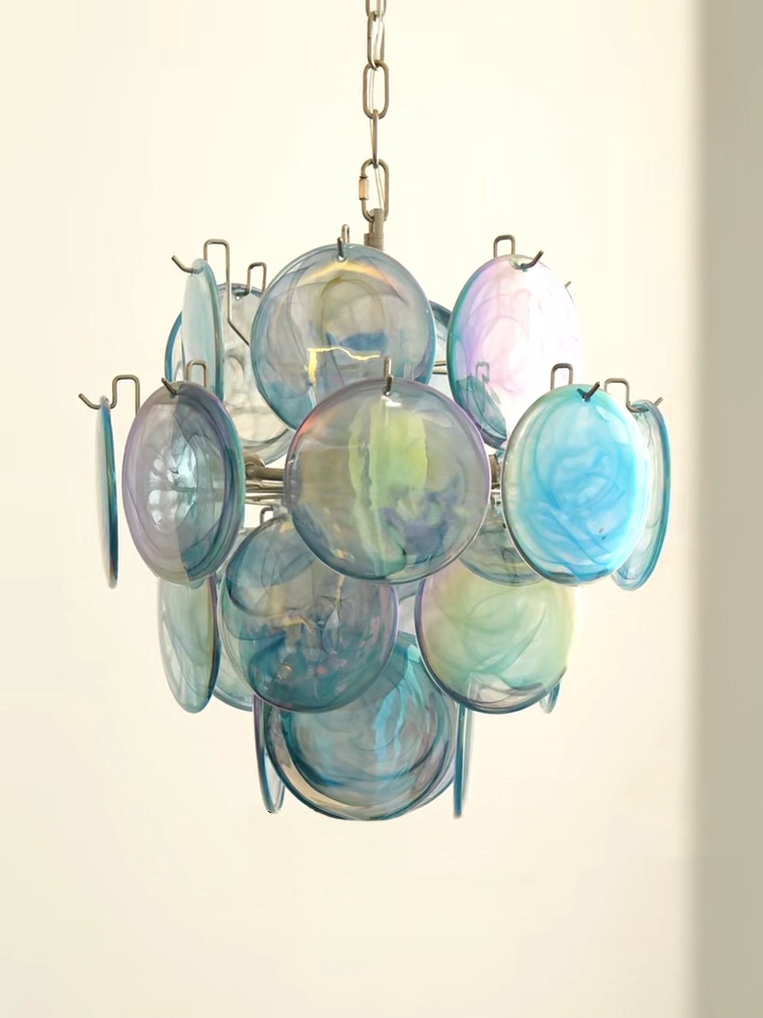 Aurora Chandelier Blue Murano Glass Disc Vintage - Neutralighting