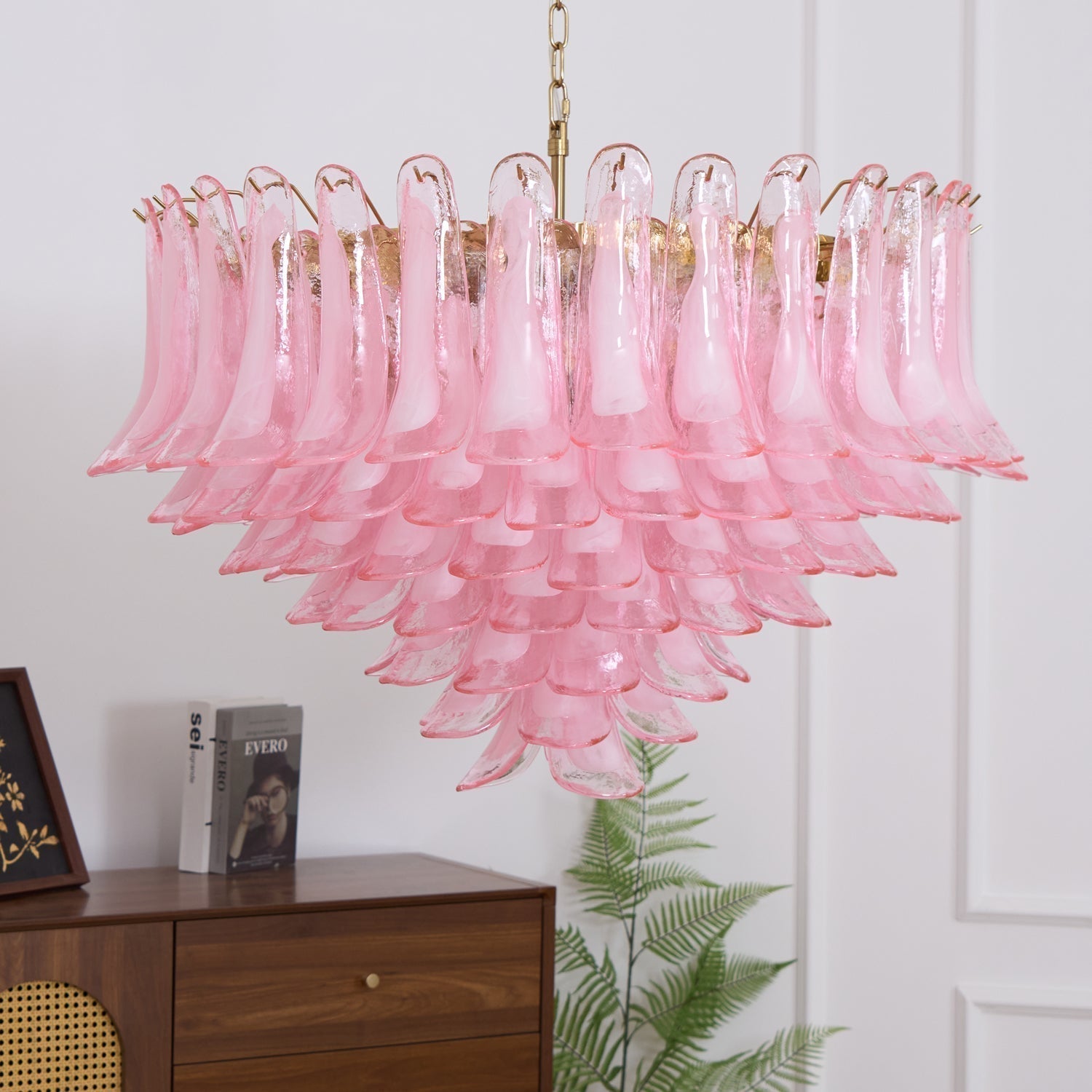 Aurora Chandelier Blush Pink Murano Glass Petals Elegant - Neutralighting