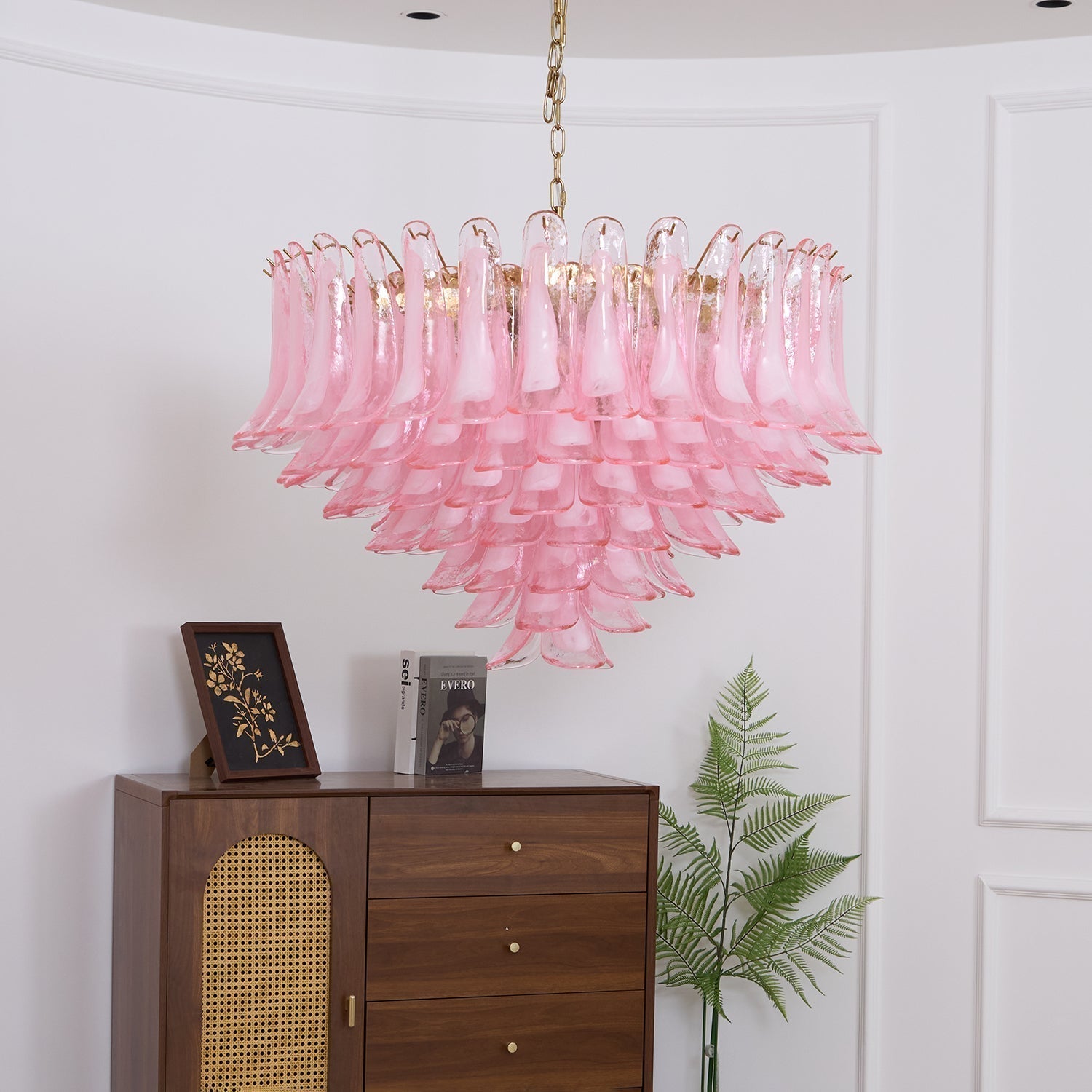 Aurora Chandelier Blush Pink Murano Glass Petals Elegant - Neutralighting