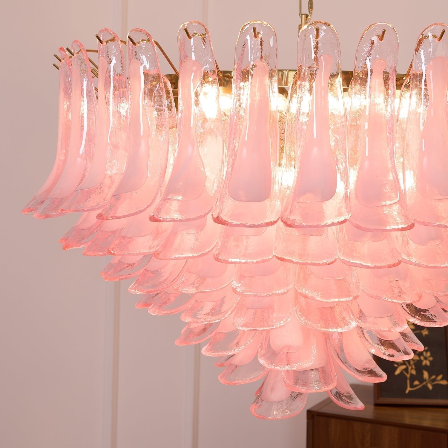 Aurora Chandelier Blush Pink Murano Glass Petals Elegant - Neutralighting