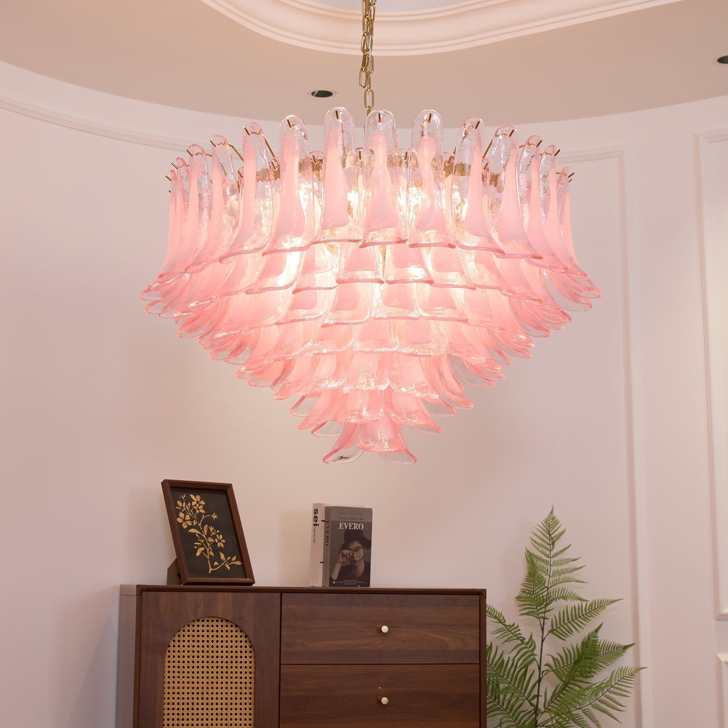Aurora Chandelier Blush Pink Murano Glass Petals Elegant - Neutralighting