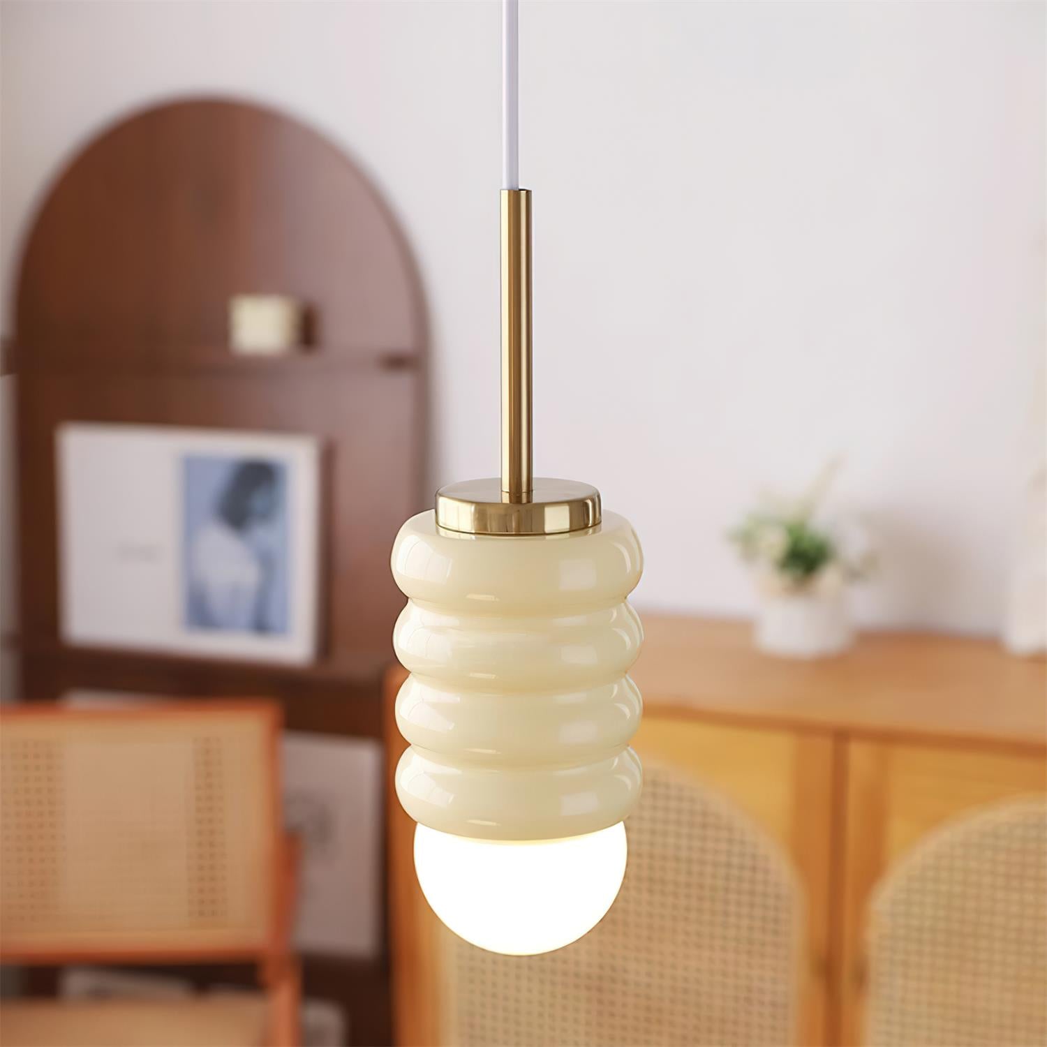 Pendelleuchte Gerippte Keramik Midcentury-Letslighting