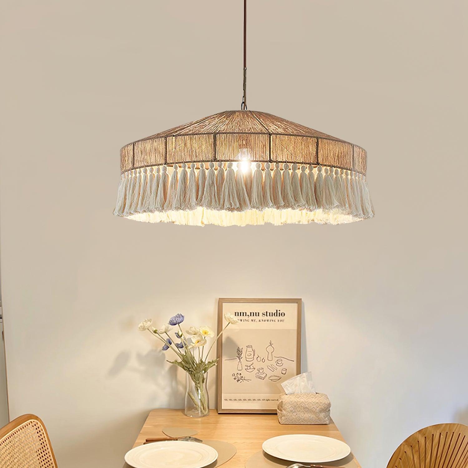 Duvia Kronleuchter Boho Quaste Naturfaser Pendelleuchte-Letslighting