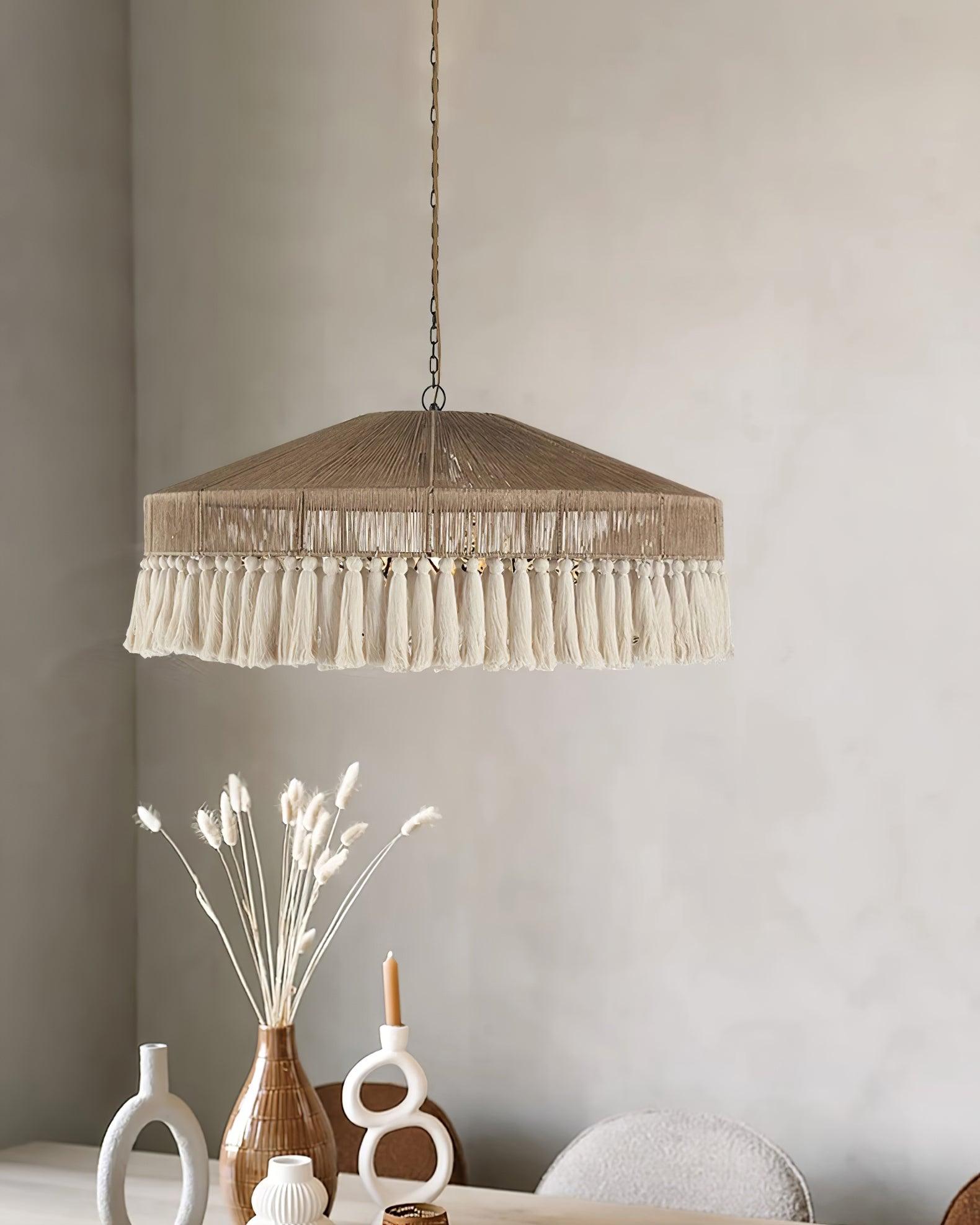 Duvia Kronleuchter Boho Quaste Naturfaser Pendelleuchte-Letslighting