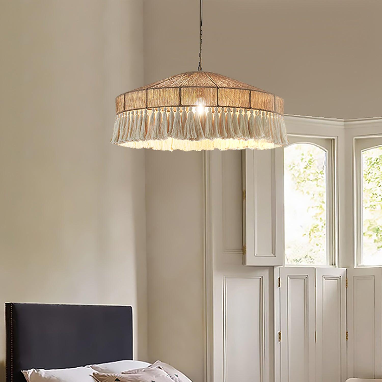 Duvia Kronleuchter Boho Quaste Naturfaser Pendelleuchte-Letslighting