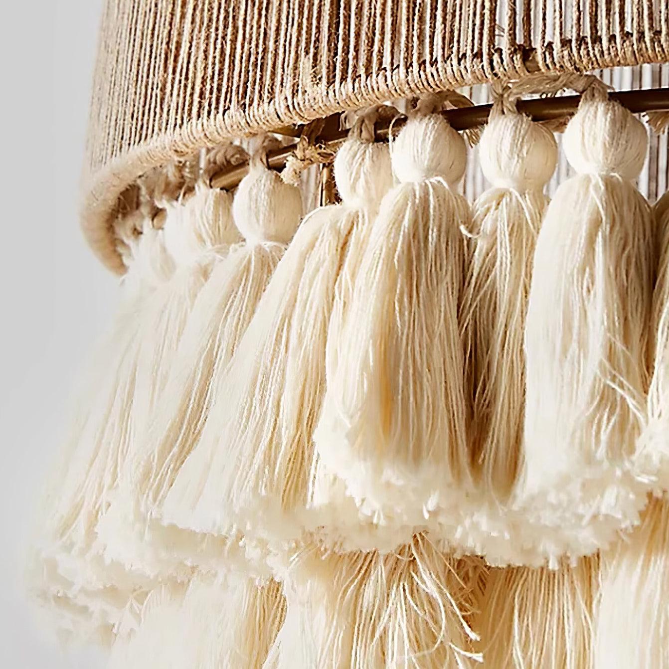 Pendant Lamp Cotton Yarn Shade Ruffled Fringe Boho Handmade-Letslighting