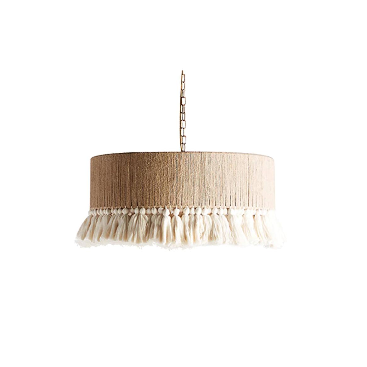 Pendant Lamp Cotton Yarn Shade Ruffled Fringe Boho Handmade-Letslighting