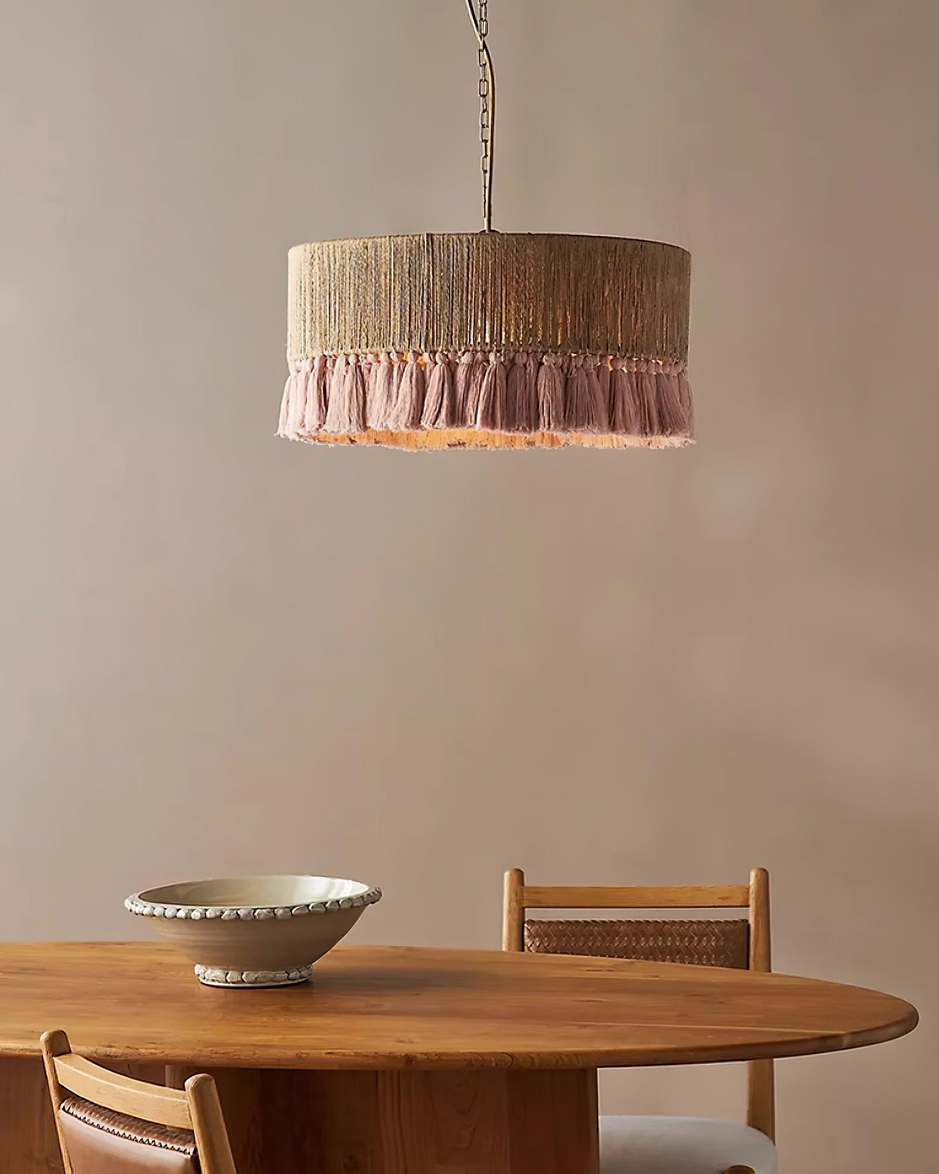 Pendant Lamp Cotton Yarn Shade Ruffled Fringe Boho Handmade-Letslighting