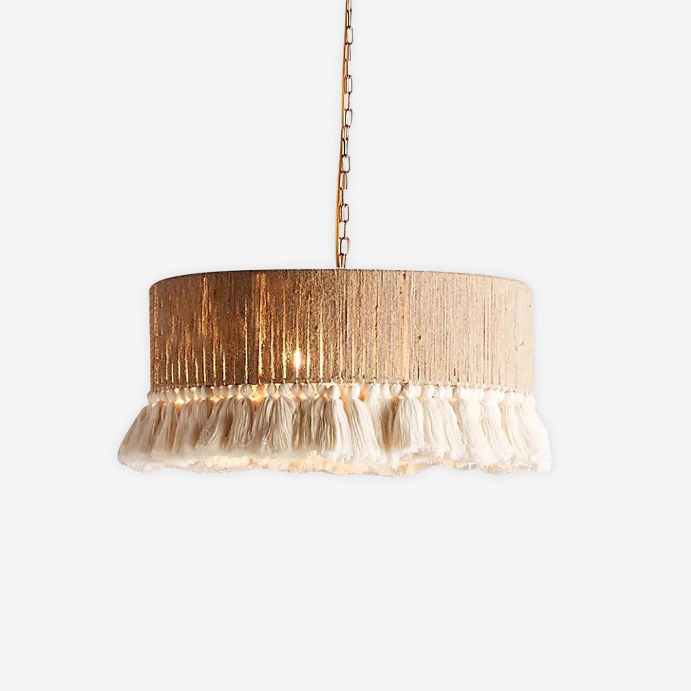 Pendant Lamp Cotton Yarn Shade Ruffled Fringe Boho Handmade-Letslighting
