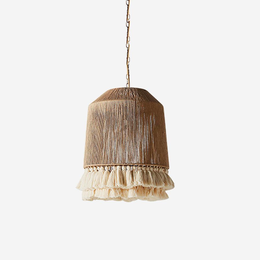 Pendant Lamp Cotton Yarn Shade Ruffled Fringe Boho Handmade-Letslighting