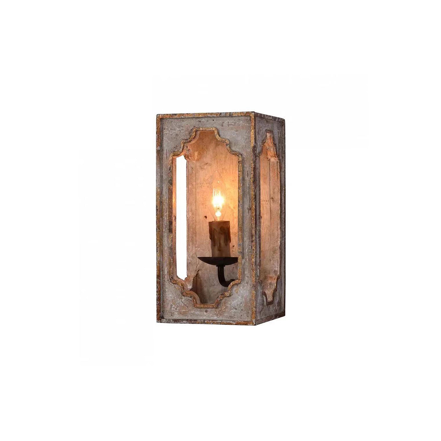 Vatnuvyd Rustikale Würfel-Wandleuchte aus Holz-Letslighting