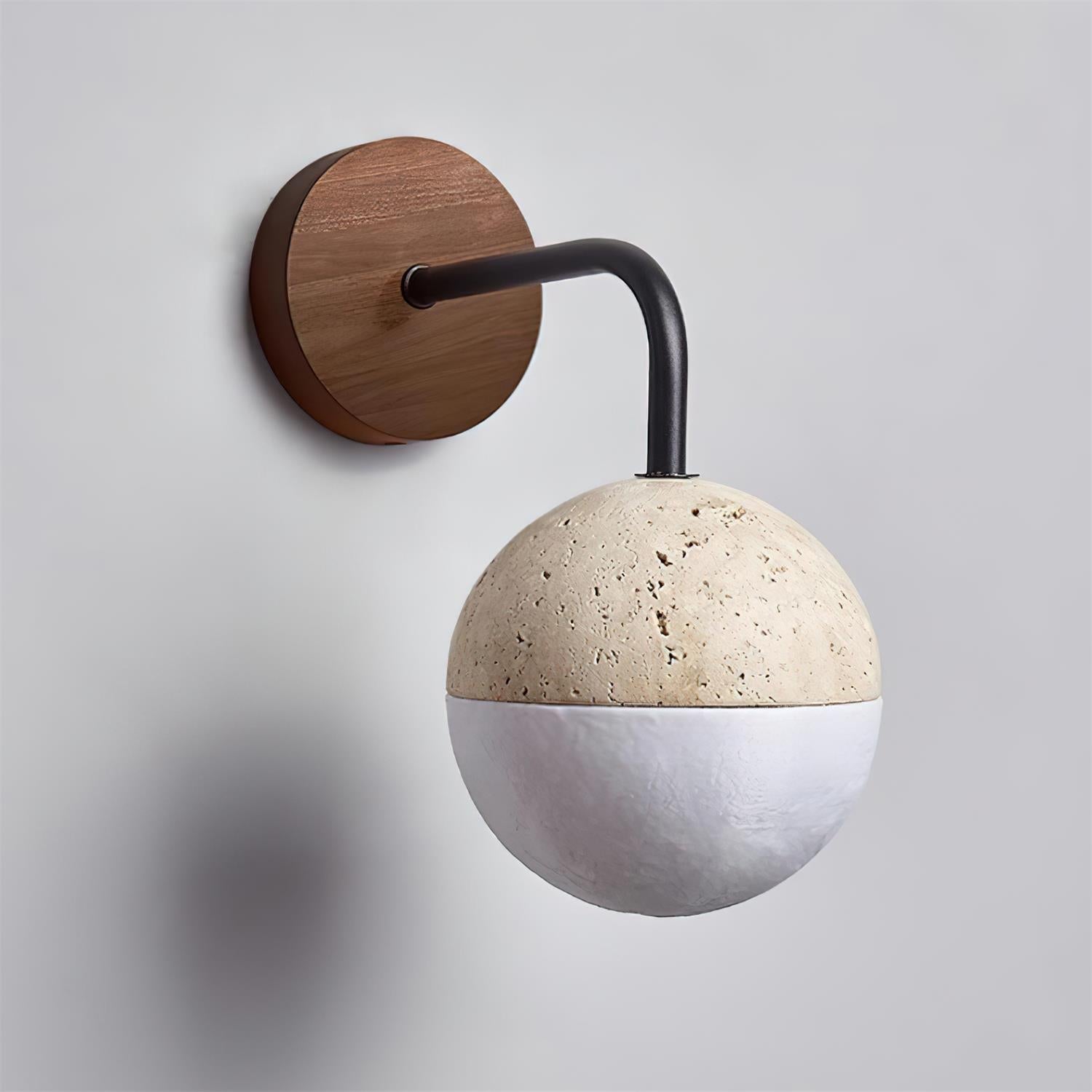 Ritta Wall Lamp Travertine & Acrylic Hemisphere - Letslighting