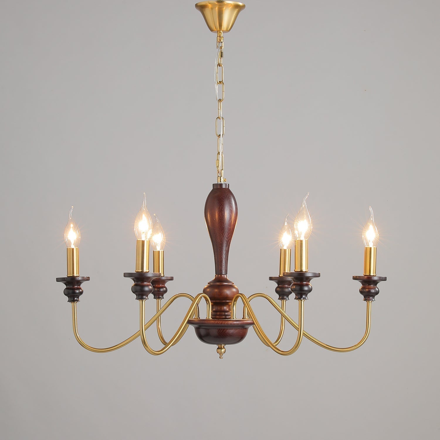Ilvenan Traditioneller Eleganter Kronleuchter aus Vintage-Holz-Letslighting