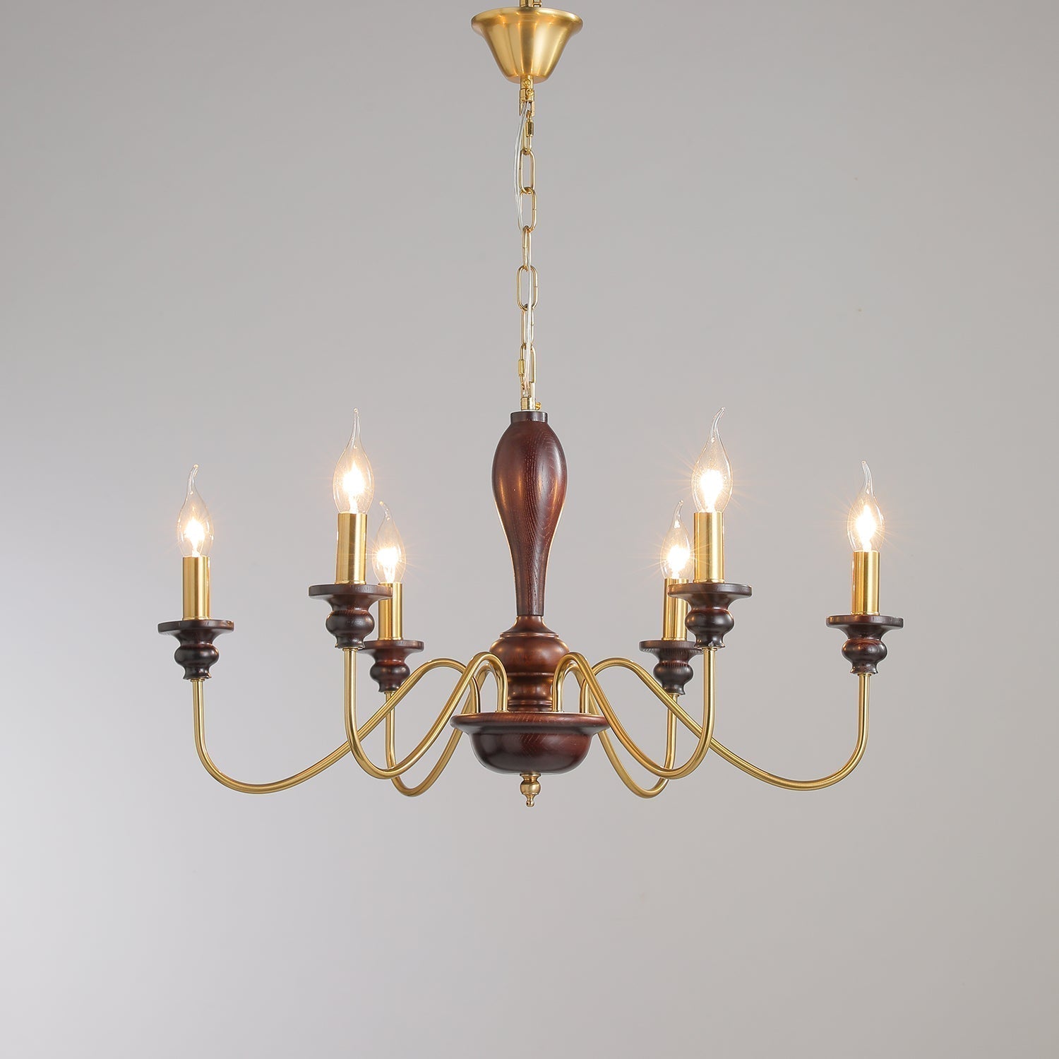 Ilvenan Traditioneller Eleganter Kronleuchter aus Vintage-Holz-Letslighting