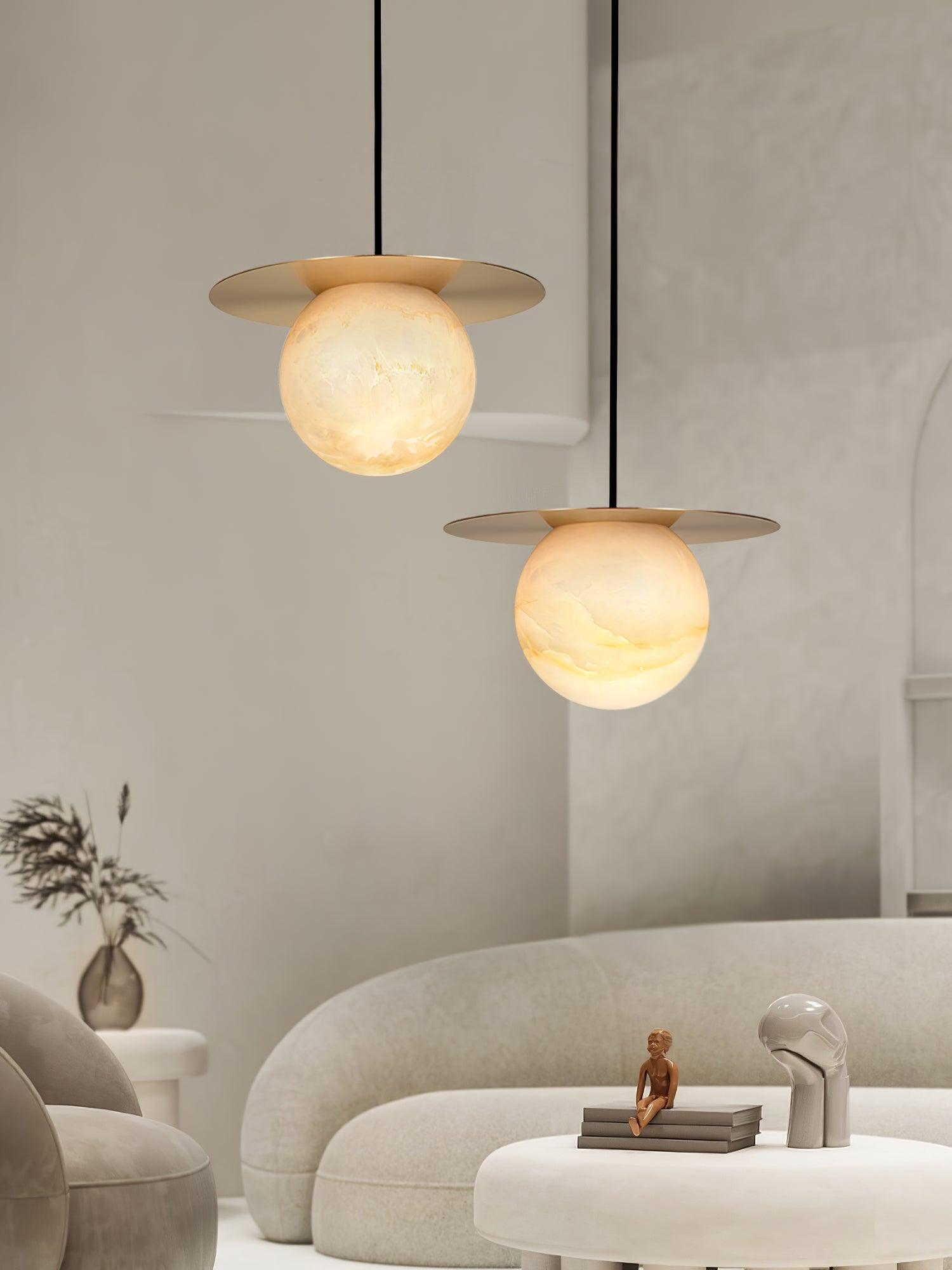 Nyvelyra Sphere Alabaster Pendant Light - Neutralighting