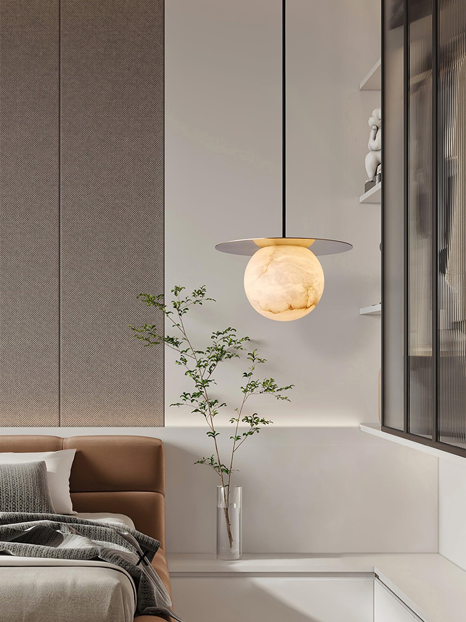 Nyvelyra Sphere Alabaster Pendant Light - Neutralighting