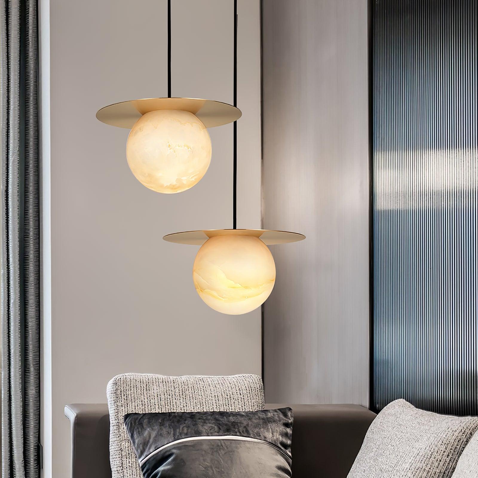Nyvelyra Sphere Alabaster Pendant Light - Neutralighting