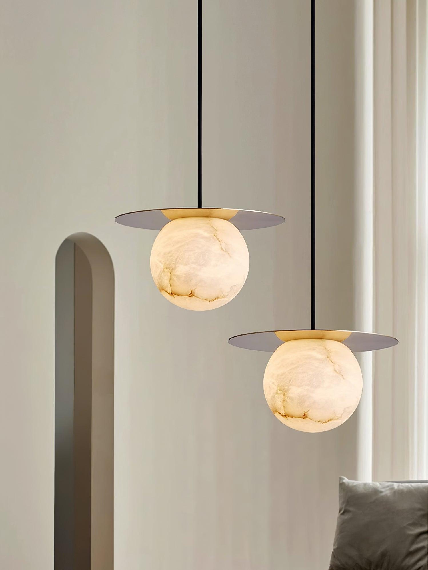 Nyvelyra Sphere Alabaster Pendant Light - Neutralighting