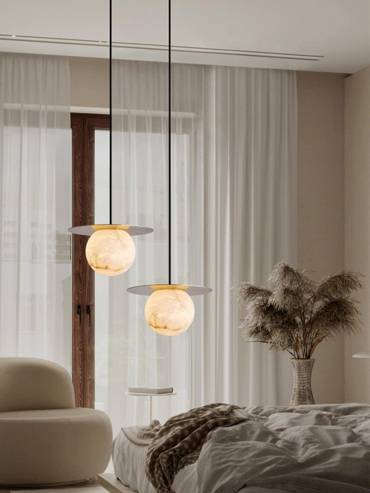 Nyvelyra Sphere Alabaster Pendant Light - Neutralighting