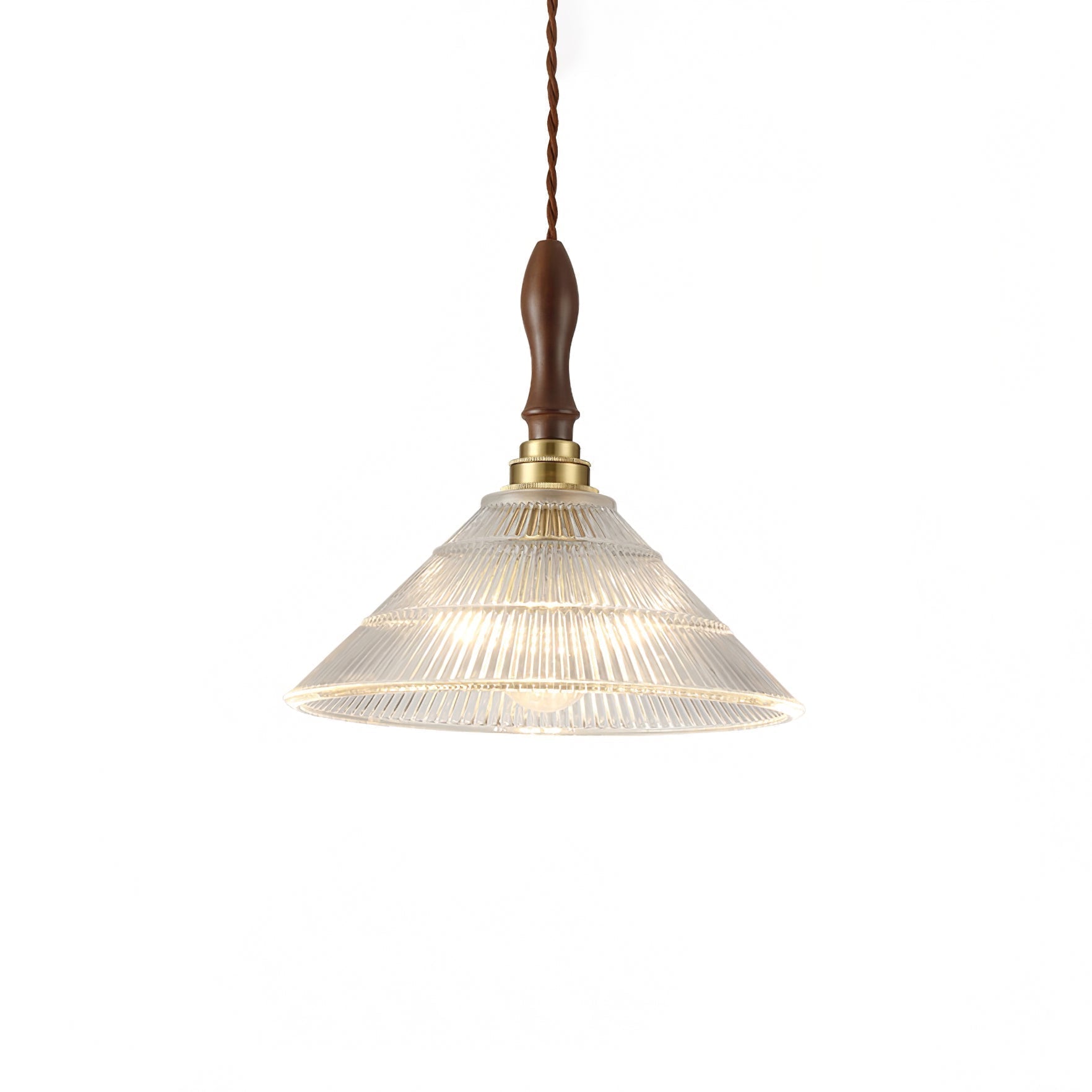 Arcara Vintage Pendelleuchte aus Geriffeltem Glas und Holz-Letslighting