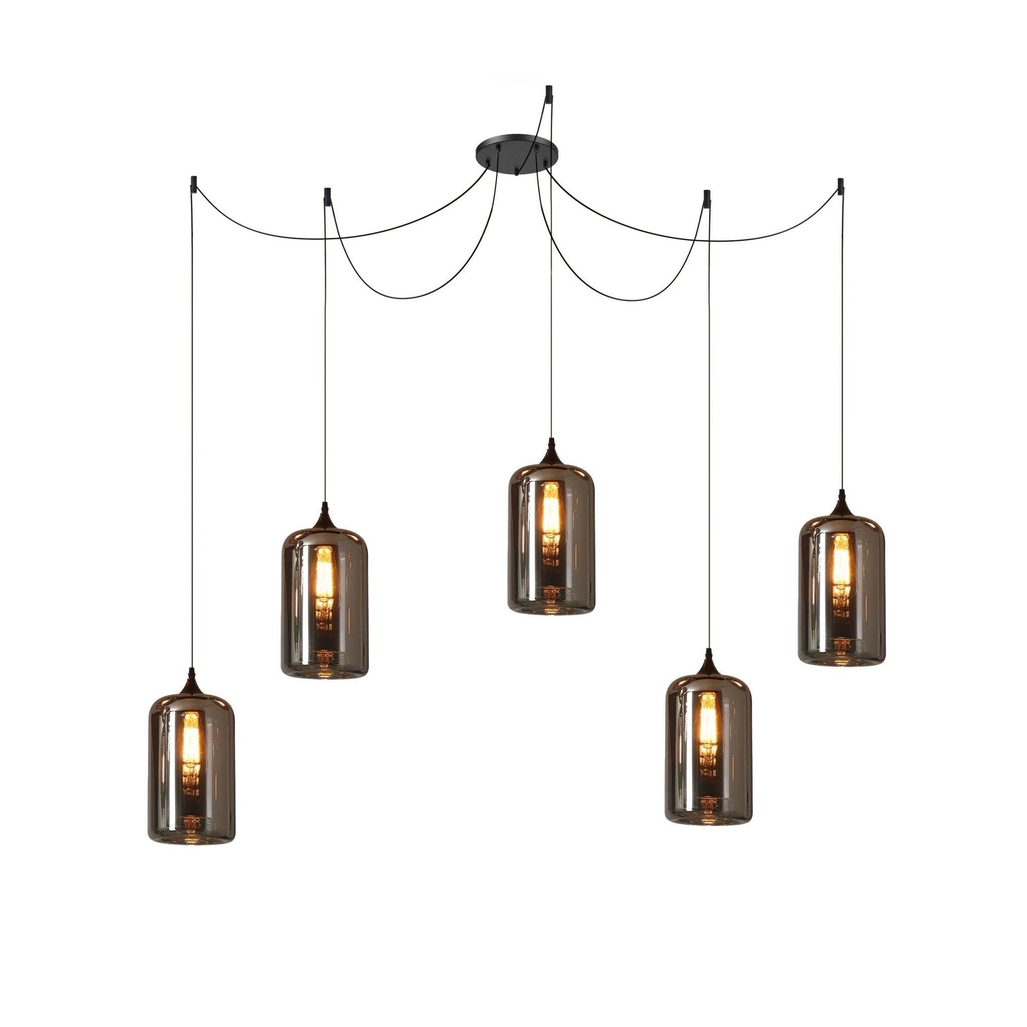 June Minimalistische Flaschen-Glas-Pendelleuchte in Rauchgrau