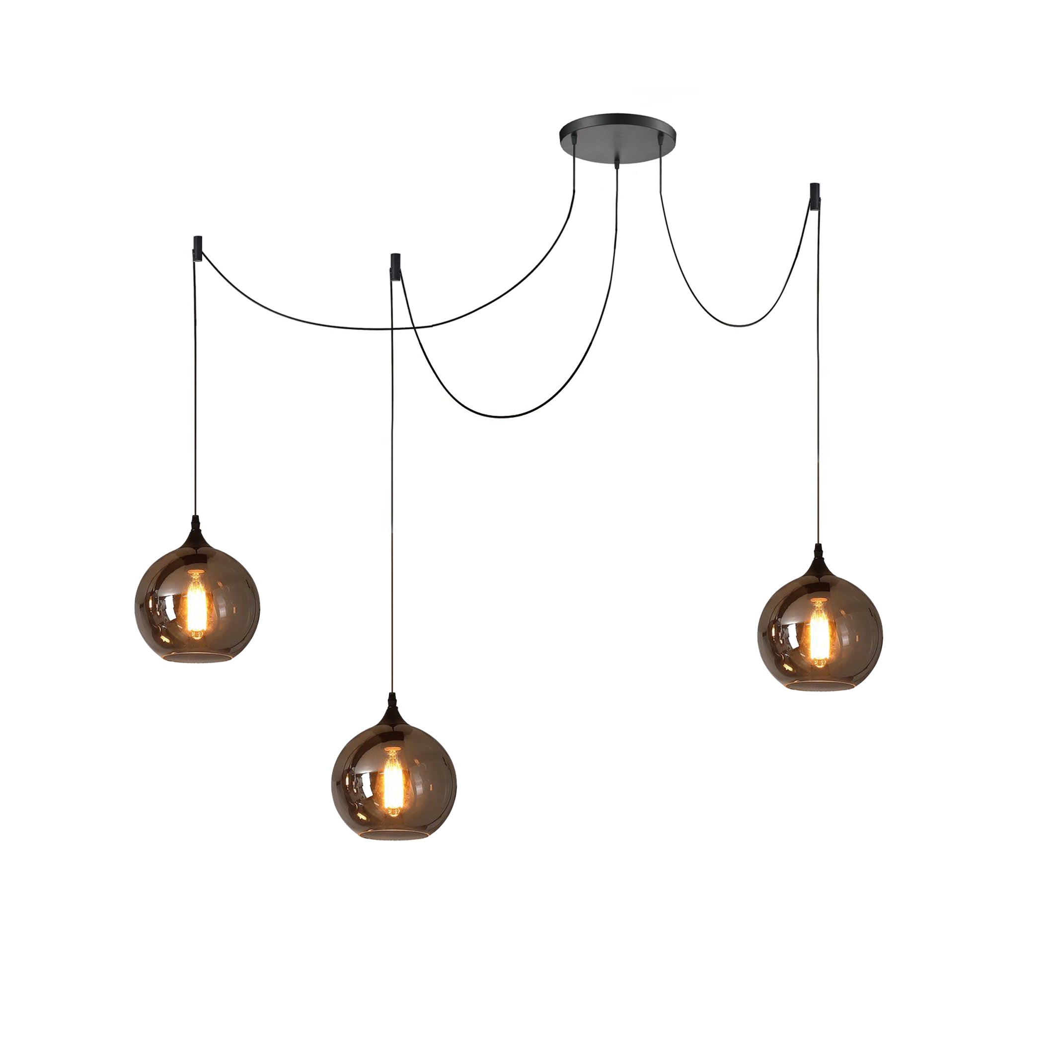 June Minimalistische Flaschen-Glas-Pendelleuchte in Rauchgrau