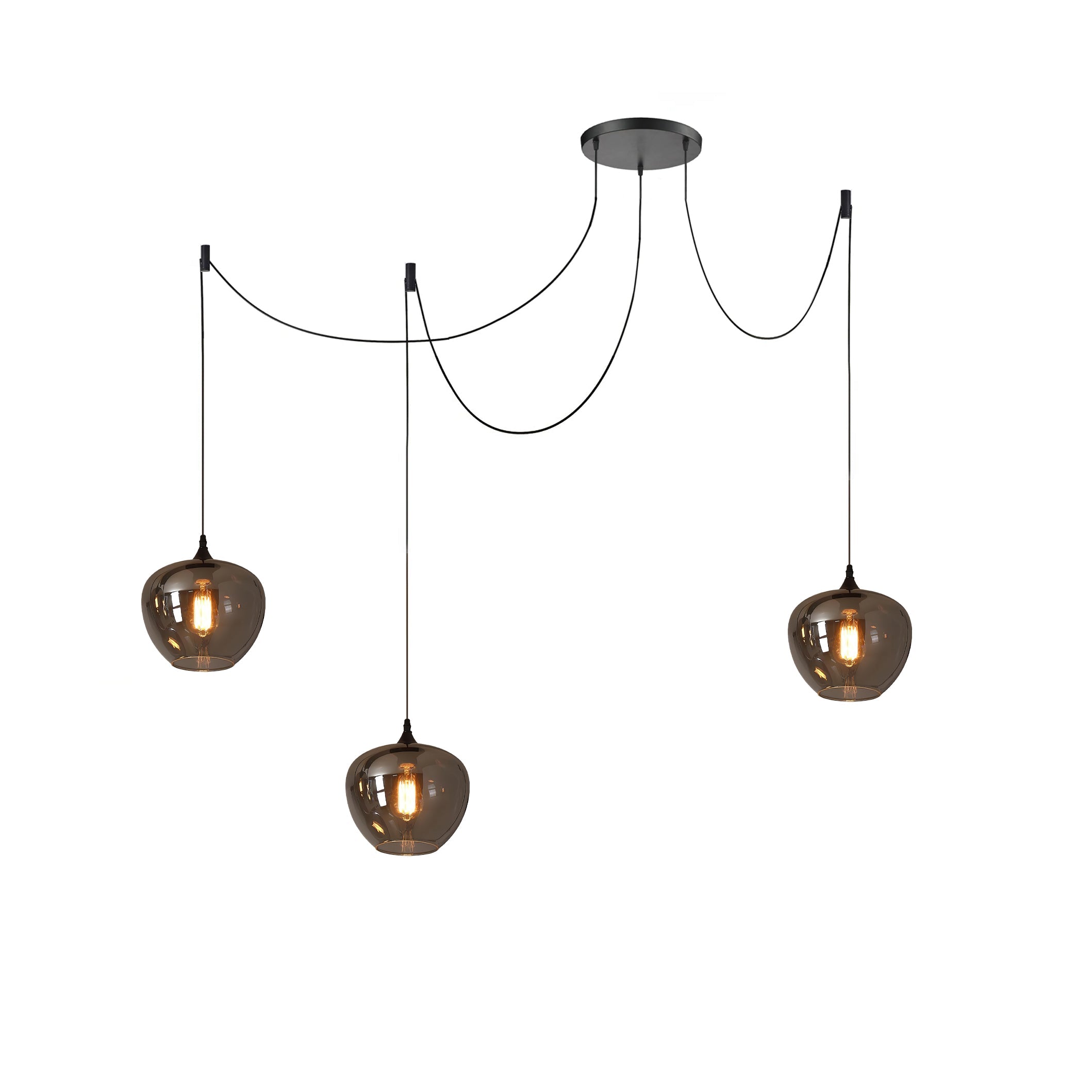 June Minimalistische Flaschen-Glas-Pendelleuchte in Rauchgrau