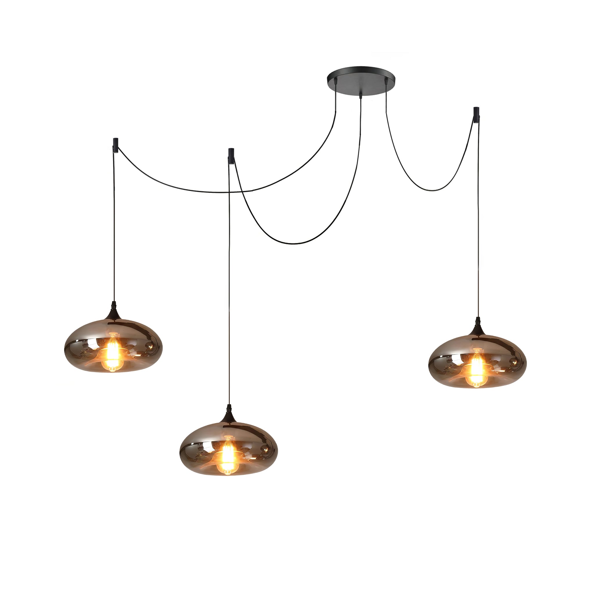 June Minimalistische Flaschen-Glas-Pendelleuchte in Rauchgrau