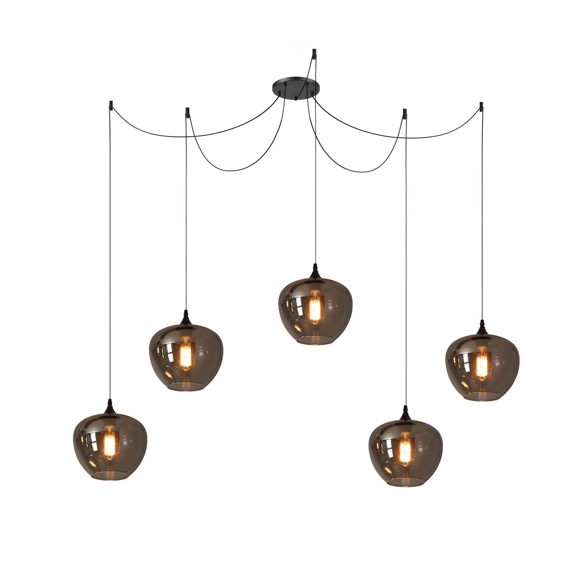 June Minimalistische Flaschen-Glas-Pendelleuchte in Rauchgrau